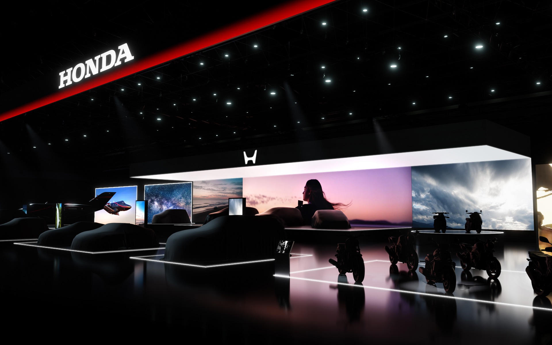 実験機「サステナブルロケット」が展示されるホンダブース