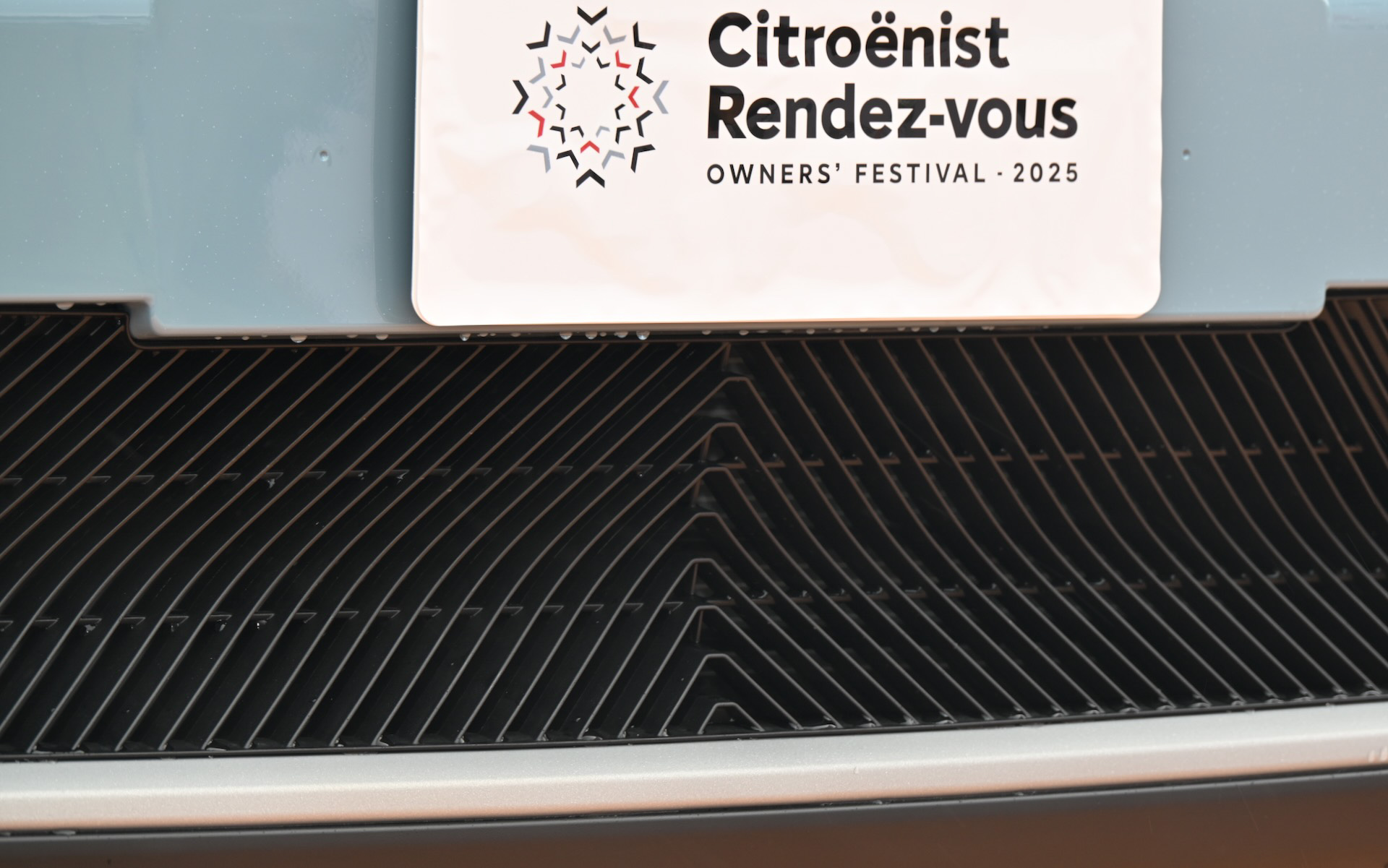 ナンバープレート下のグリルにはダブルシェブロンの要素を盛り込んだ