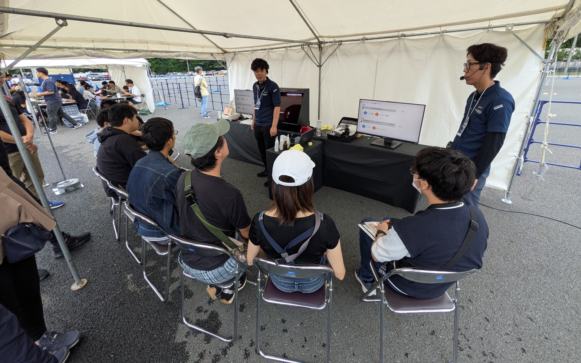 ボディコーティング勉強会では、クイズ形式で楽しく分かりやすく説明していた