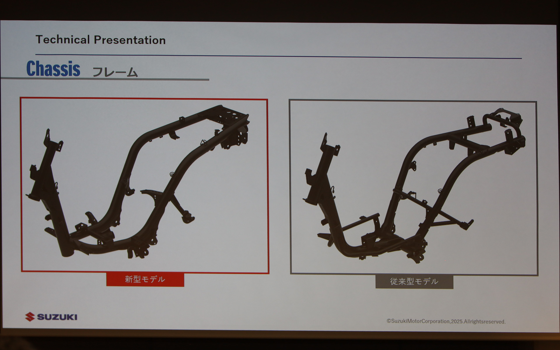 新型モデルと従来モデルのフレーム構造