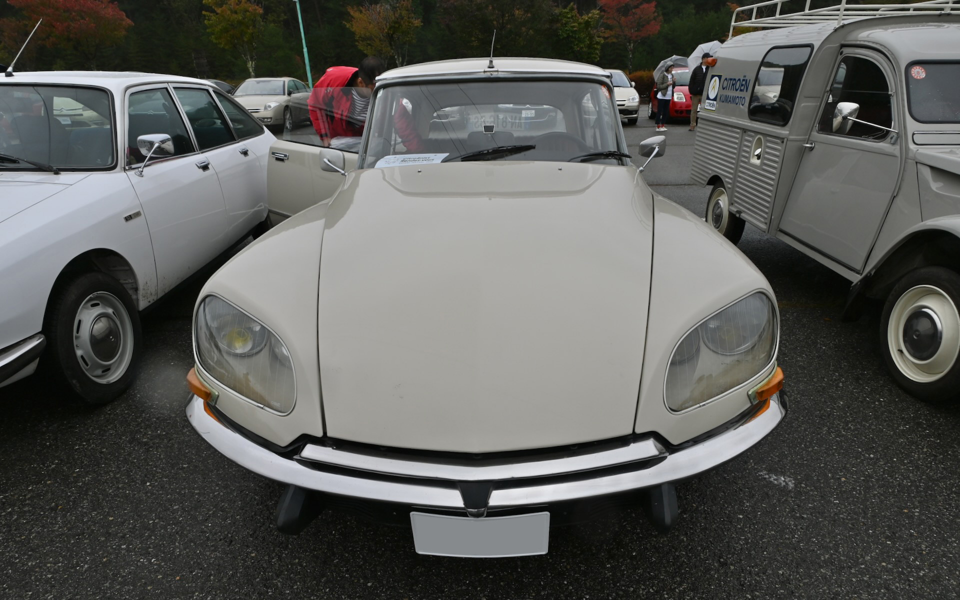 それまでの自動車という概念を覆すほどの“宇宙船”と呼ばれた前衛的なデザインを持つ大型ボディに、世界初の四輪ハイドロニューマチックシステムを搭載。エンジンルームを開けると、そのシステムを支える緑の鉄玉が見える