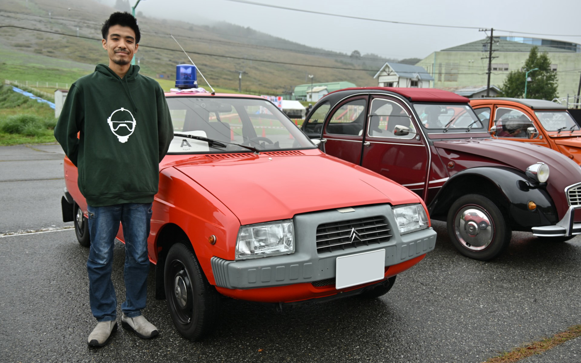 京都から参加していた1975年の「VISA 650」。日本には4台しかない希少車で、点火装置をデスビからフルトラに、ブレーキまわりは配管から作り直しているという