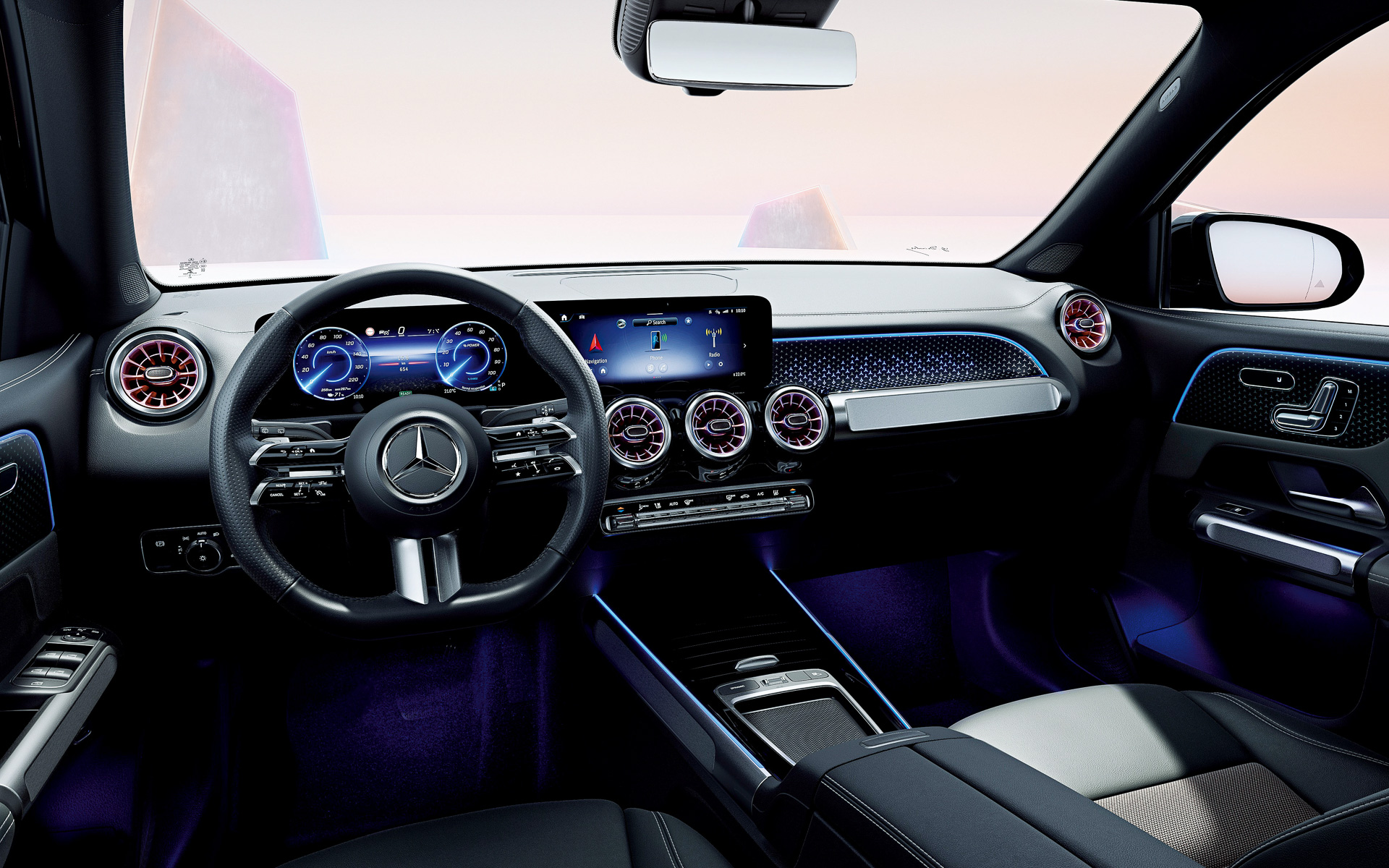 標準仕様となる「エレクトリックアートライン」のインテリア。メーターパネルの「デジタルコックピットディスプレイ」、センターコンソールの「10.25インチメディアディスプレイ」は全車標準装備