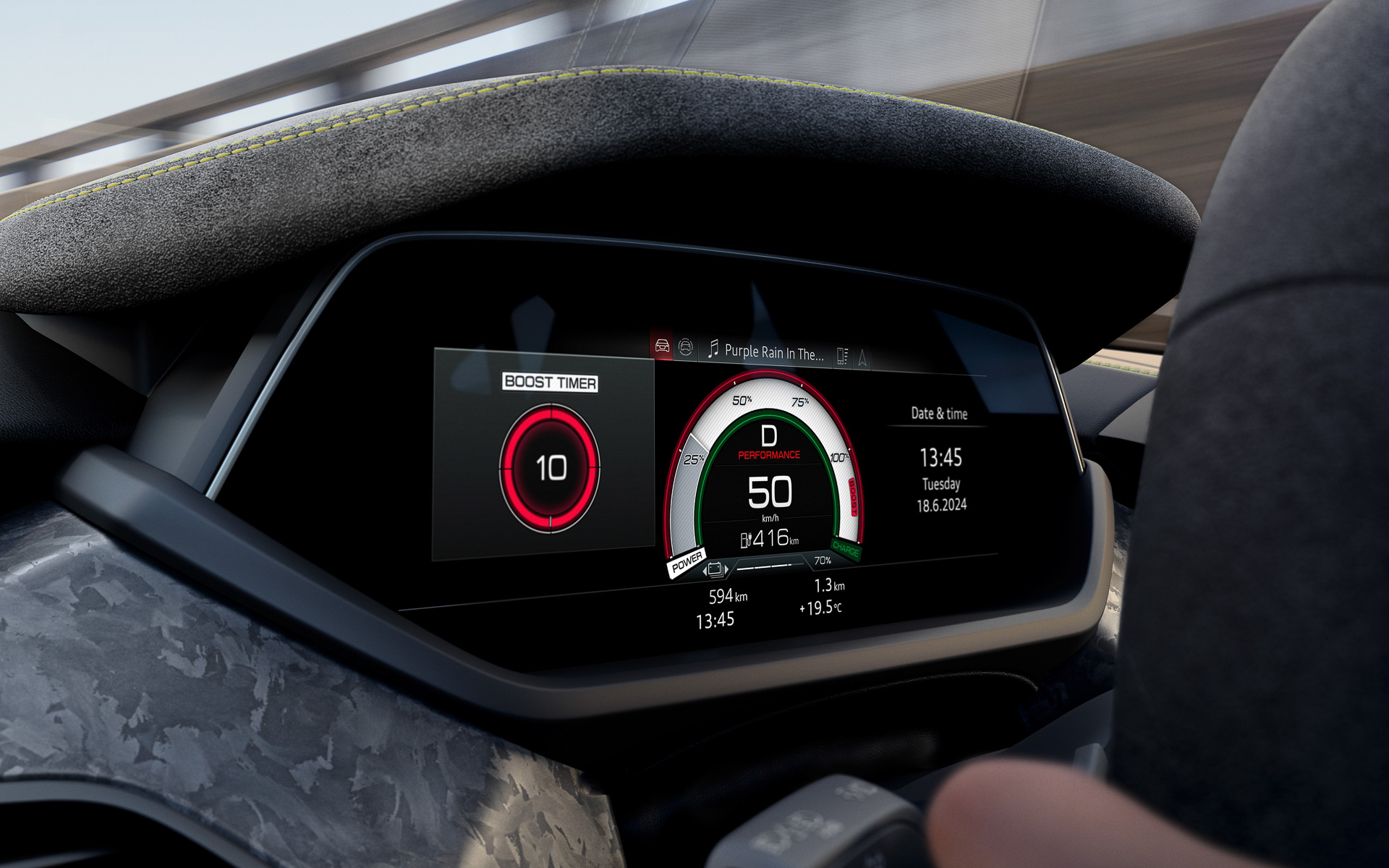 「アウディバーチャルコックピットプラス」には「ブースト機能」の残り時間なども表示可能