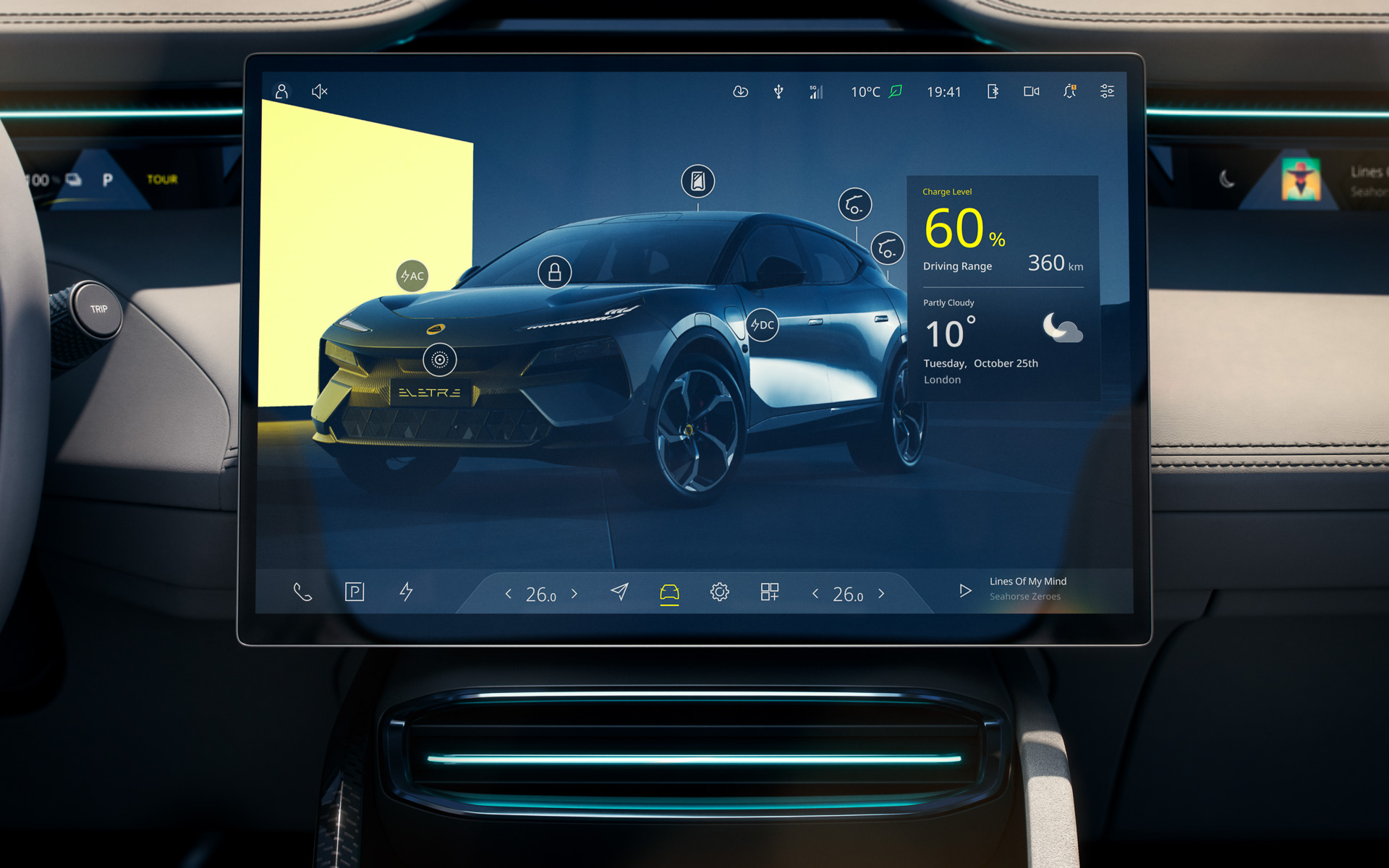 タブレットのような「15.1インチ HD OLEDセンタースクリーン」をインパネ中央に装備する