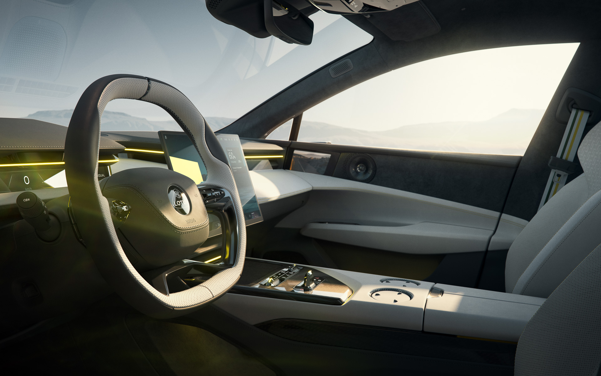 上下がフラットなレザーステアリングを標準装備