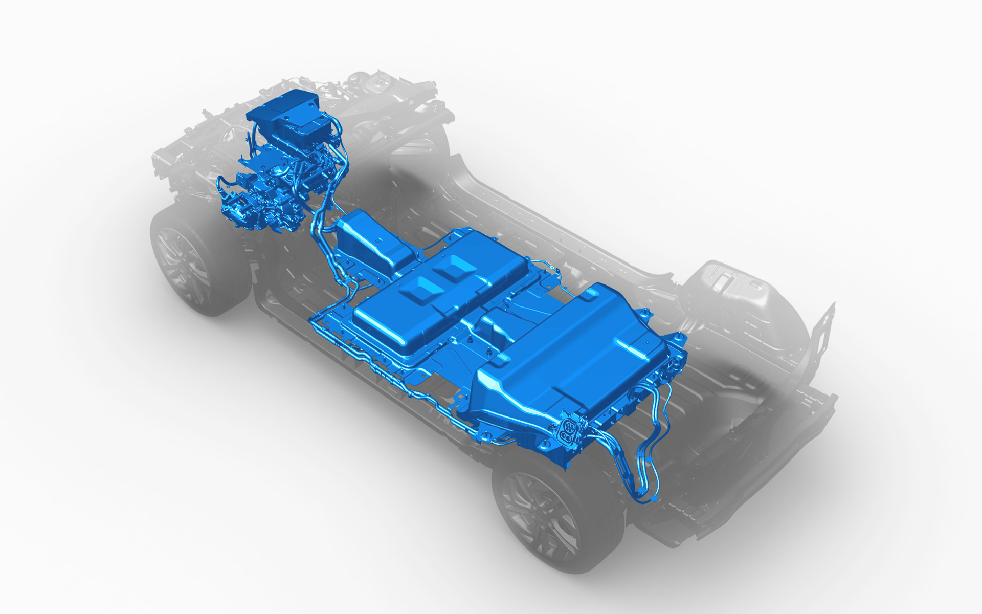 駆動用バッテリは重量配分も計算しながら前後シートやセンターコンソールなどの下に配置