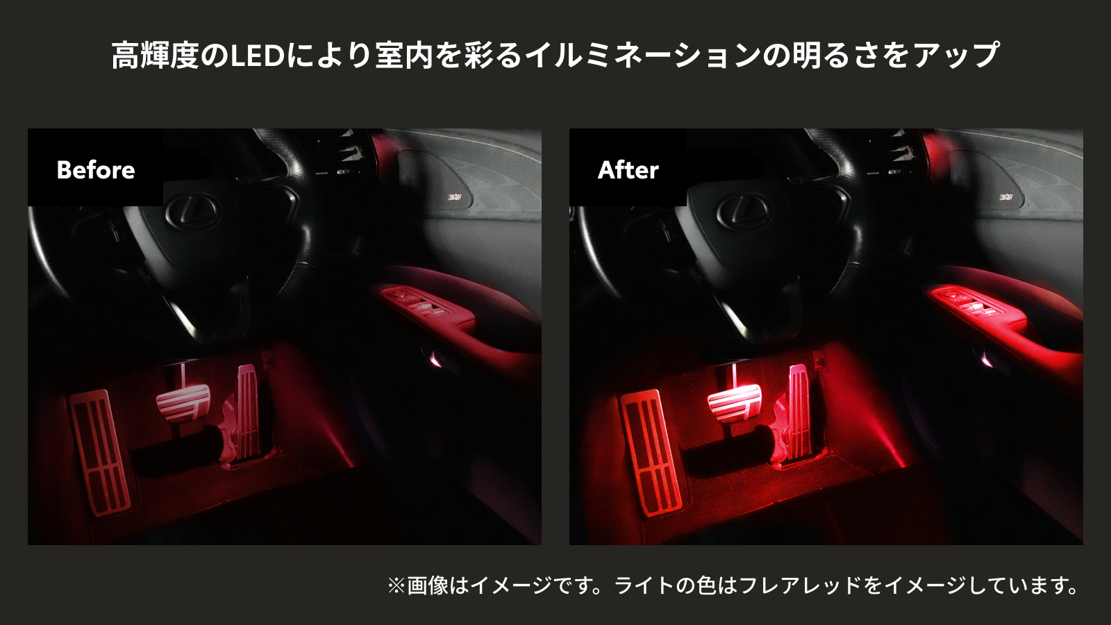 アップグレード前と後の明るさの比較（運転席側）