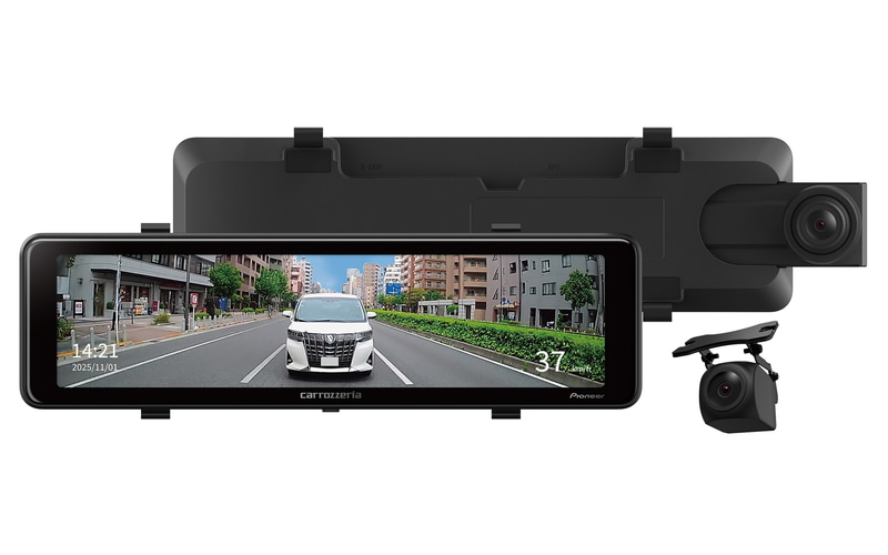 パイオニア ミラー型前後2カメラドライブレコーダー新品未使用！ パイオニア、前後2カメラタイプのデジタルミラー型ドライブ