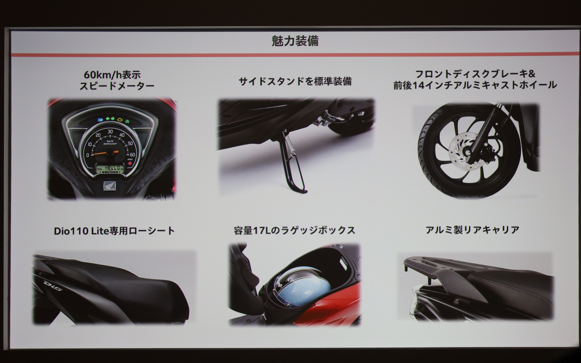 「Dio110 Lite」を製品説明するスライド