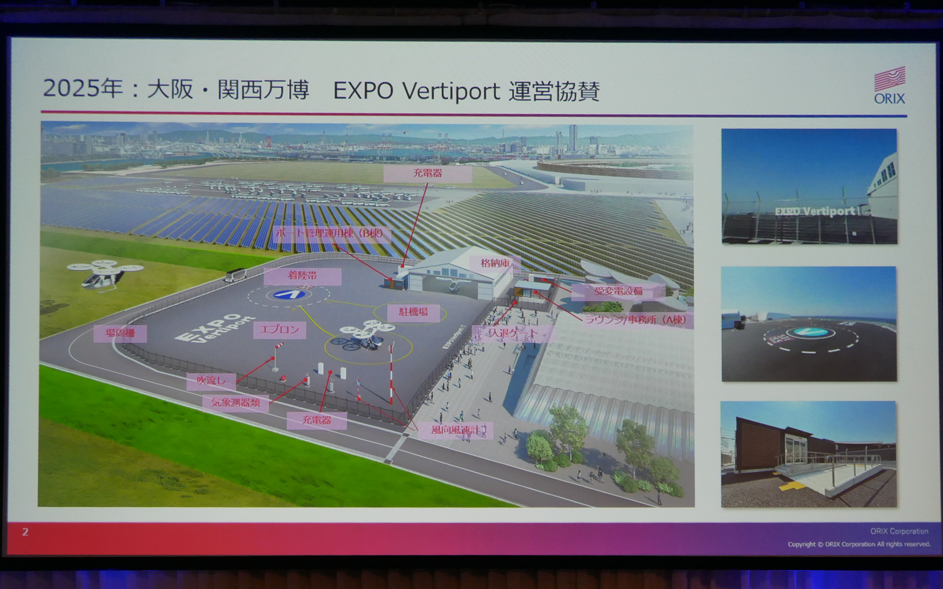 オリックスが整備した大阪・関西万博の「Vertiport」