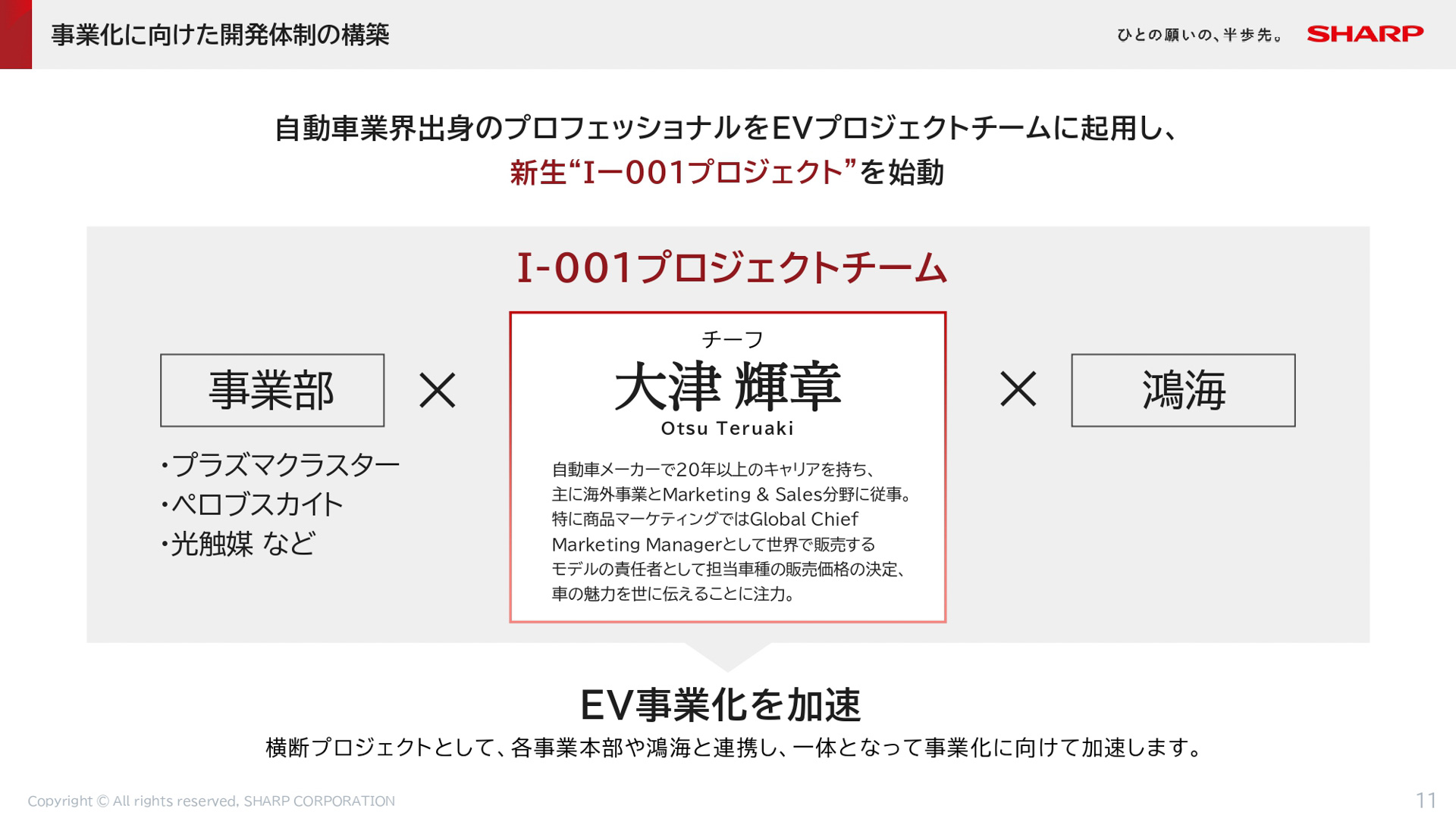 日産自動車で20年以上の経験がある大津輝章氏をチーフに登用