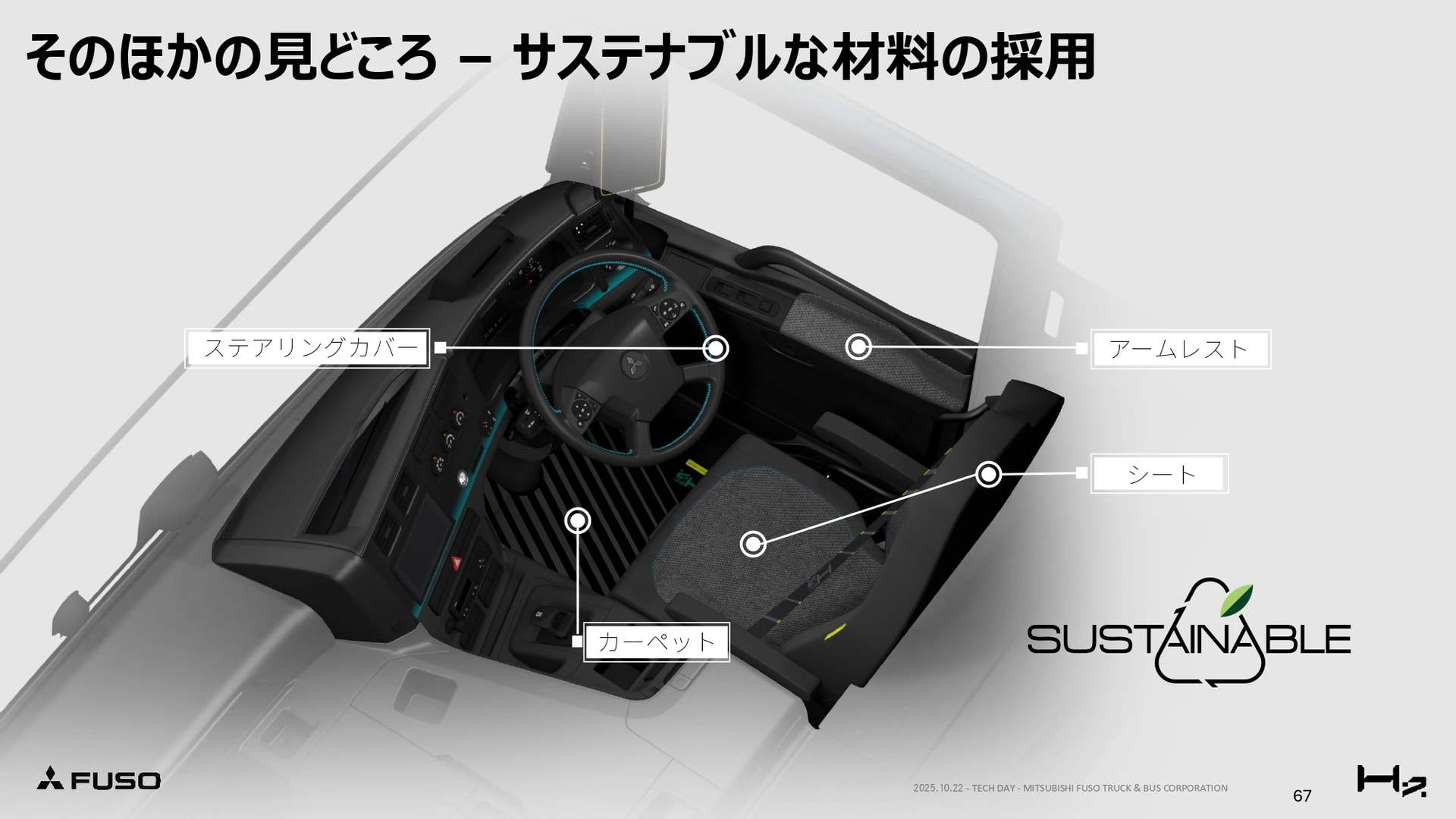 内装にはサステナブル素材を採用