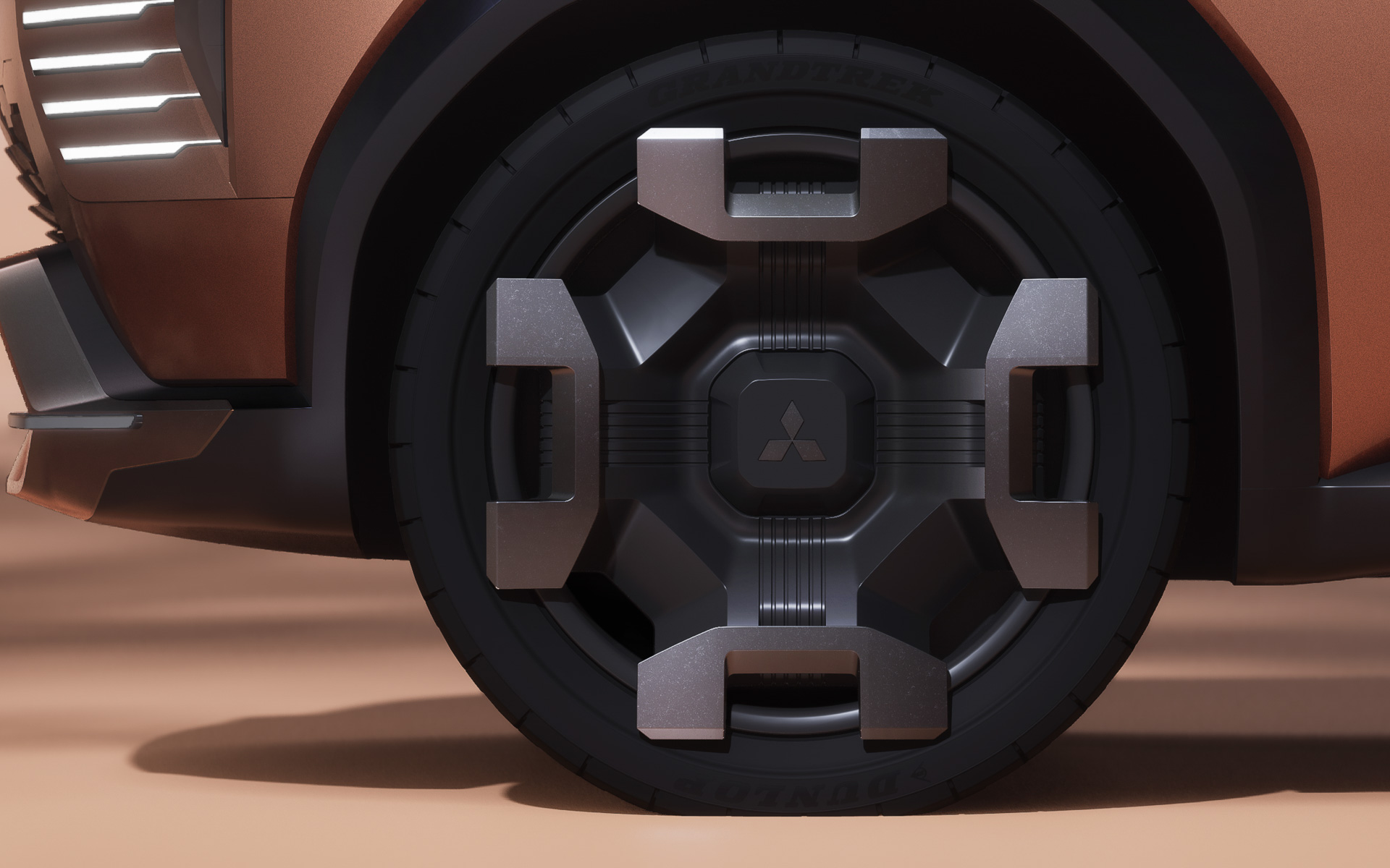 エクステリアでは先進的に表現した「ダイナミックシールド」を採用するとともに、ヘッドライトからボディサイドのキャラクターライン、テールランプへと直線的に連続する造形により、雄大で堂々としたデザインに仕上げた。ヘッドライトは安全に通れる道幅をドライバーに視覚的に伝える機能も有する