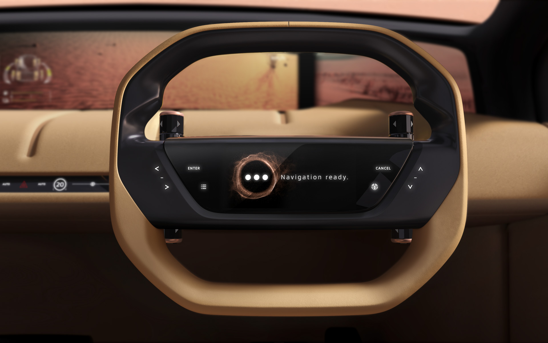 インテリアではドライバーのライフスタイルや価値観に応じてパーソナライズした行き先を提案するほか、センサーが読み取った路面状況をもとに適切なドライブモードを提案するなど、AI技術を活用して周囲の状況や車両状態をリアルタイムに分析する「AI Co-Driver」が特徴