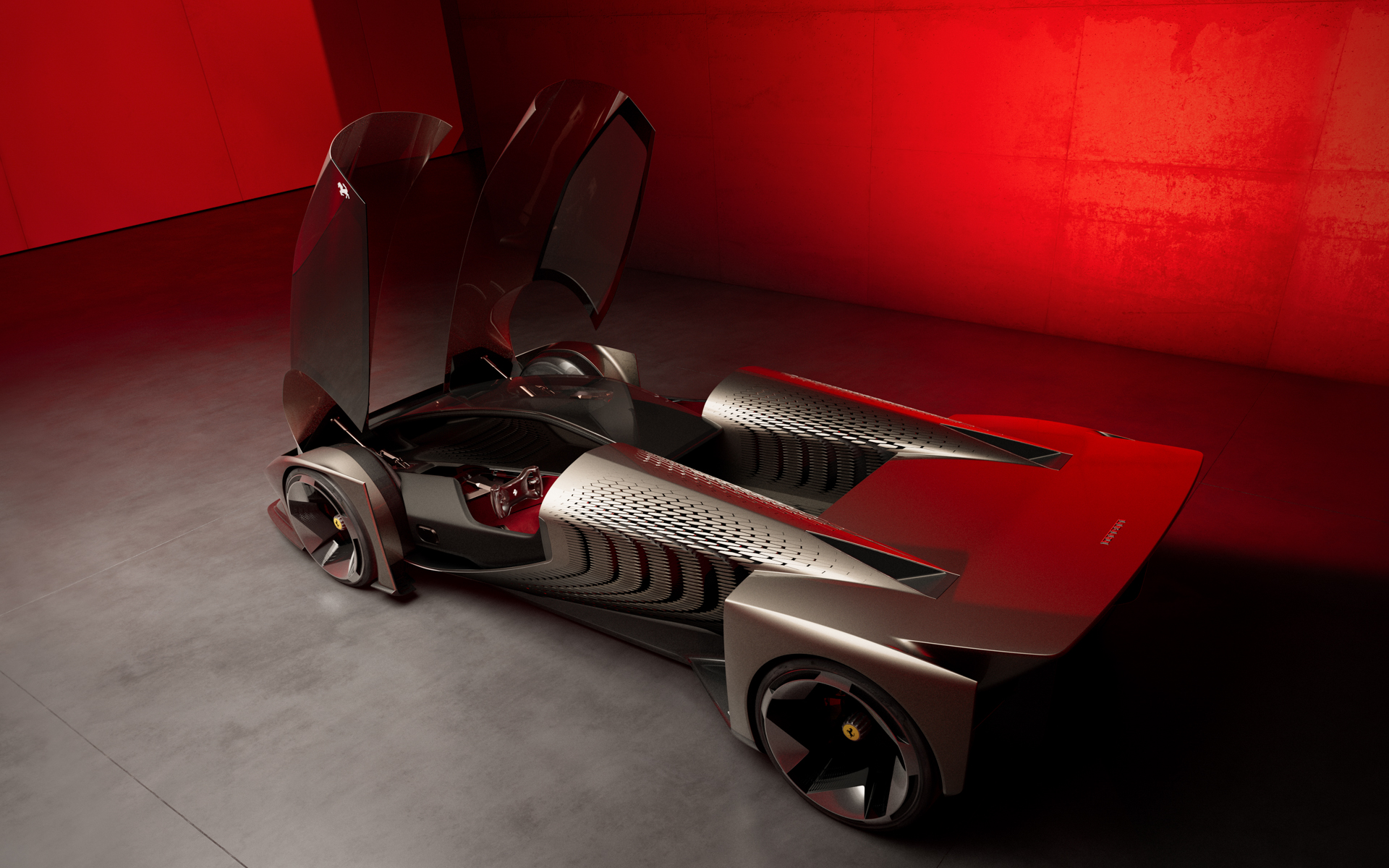 運転席と助手席のキャビンはそれぞれ左右に分かれていて、ドアは跳ね上げタイプとなっている