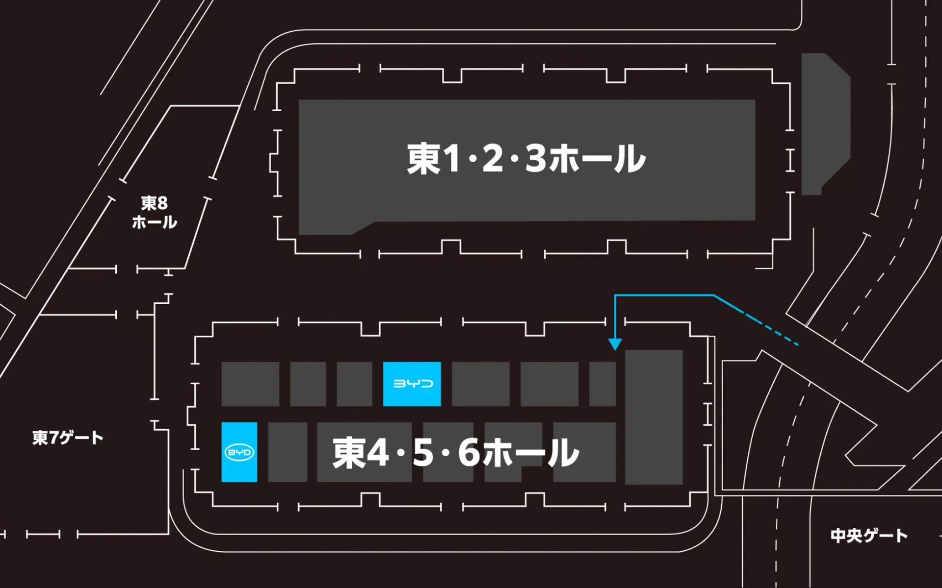 BYDのブースは、東4・5・6ホール
