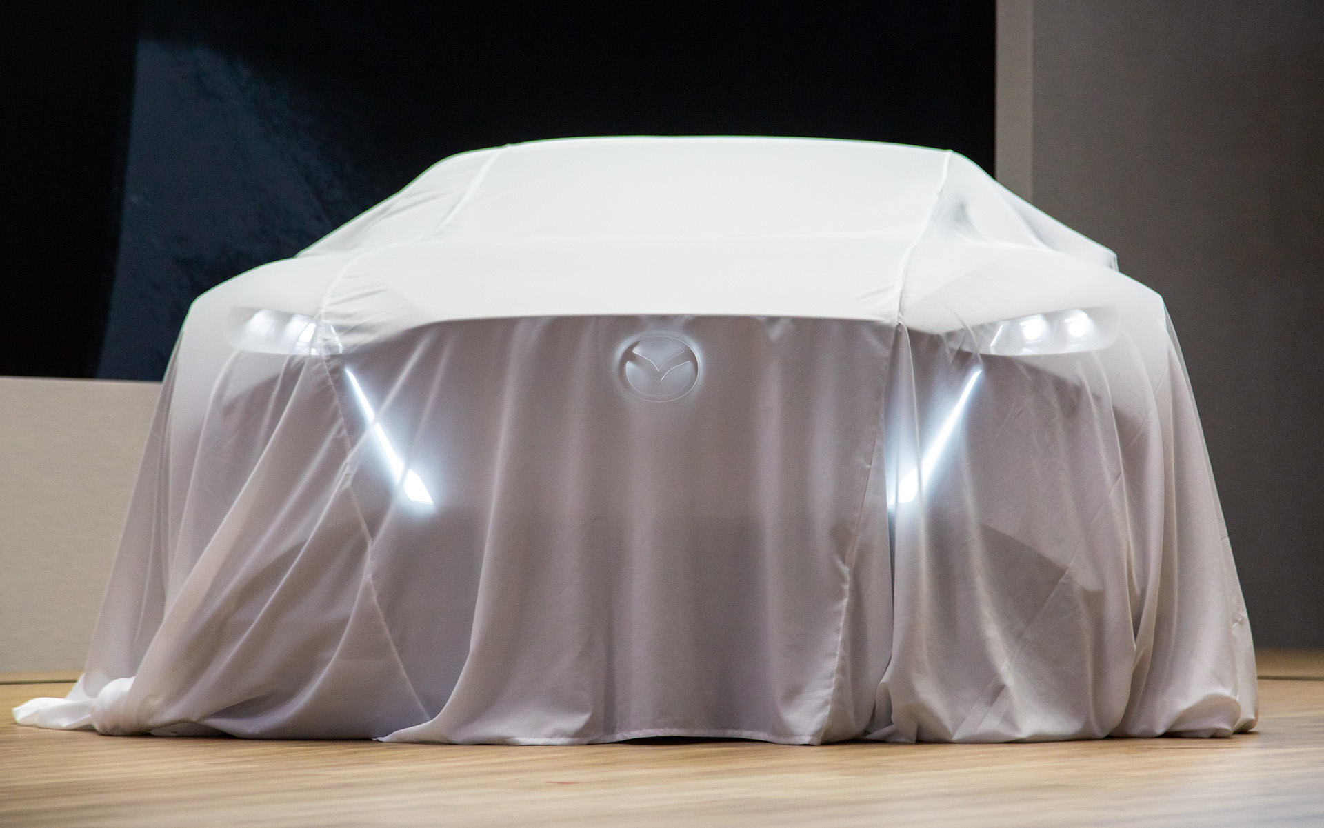 ベールをまとったマツダ ビジョン クロスクーペ