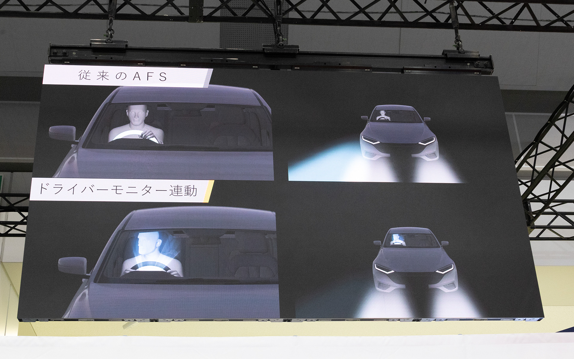 ドライバーをカメラで見ていることで、視線の移動に合わせた光の向きの調整ができるようになる