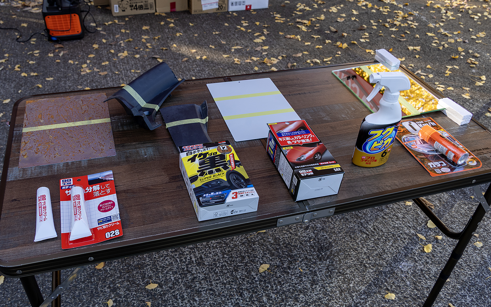 ソフト99製品の紹介と使い方の実演が行なわれた