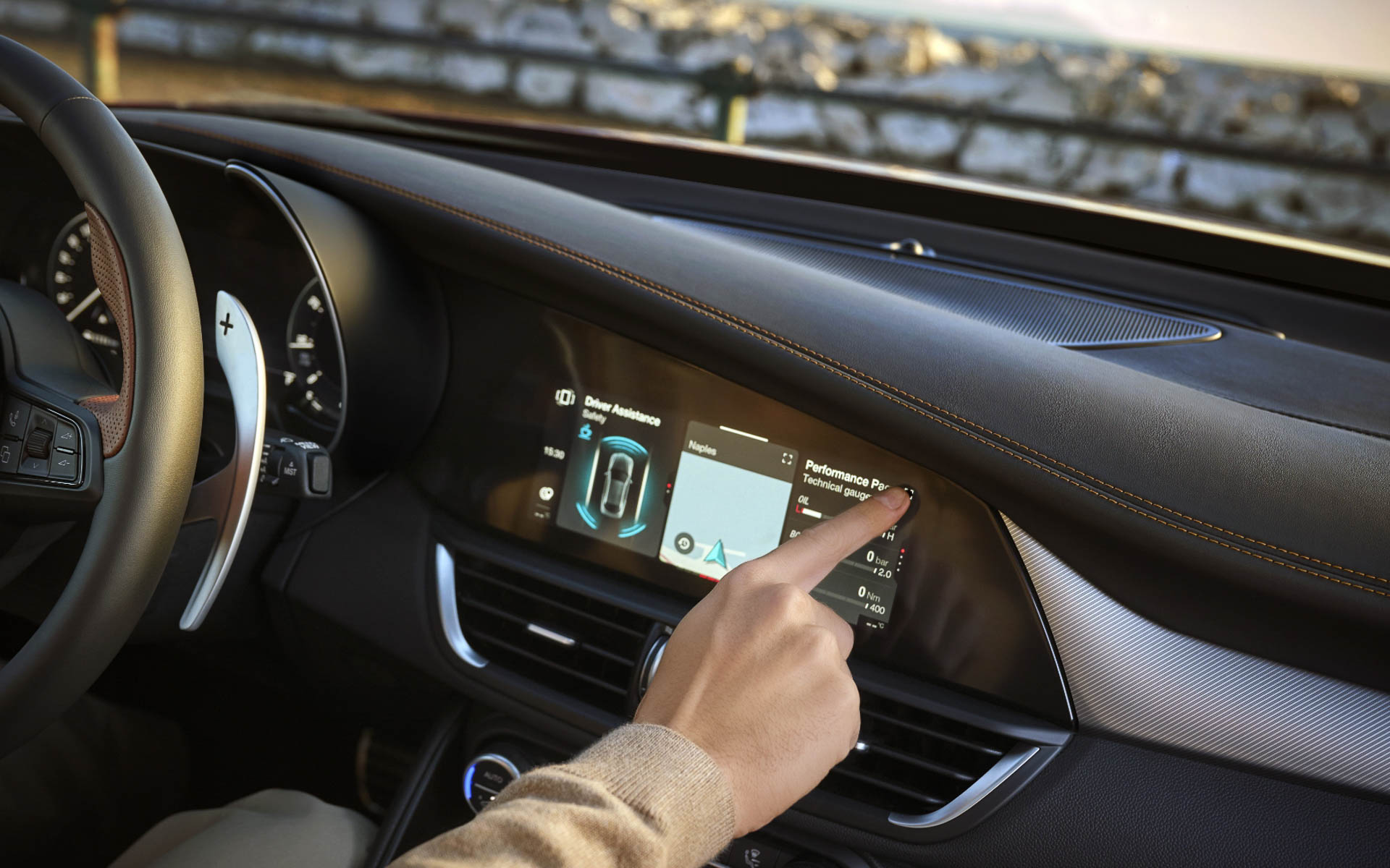 ダッシュボード タンカラーステッチ