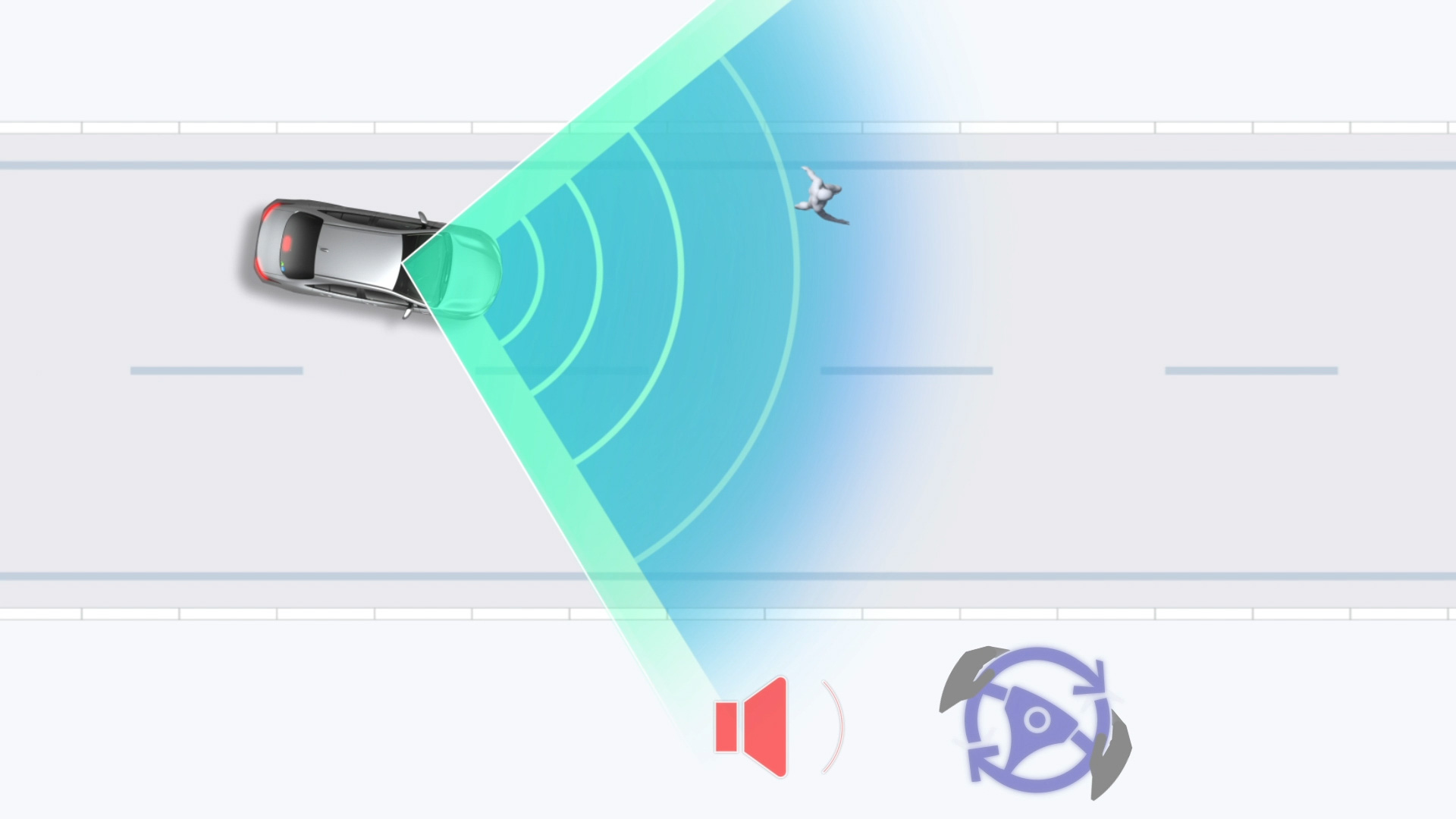 プリクラッシュセーフティ ： 緊急時操舵支援機能（作動イメージ）