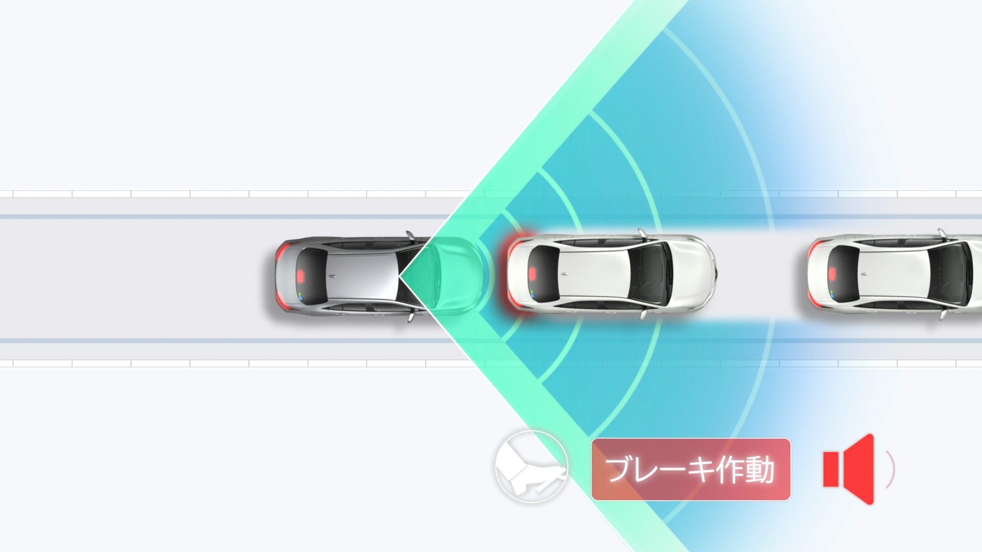 プリクラッシュセーフティ ： 低速時加速抑制機能（作動イメージ）