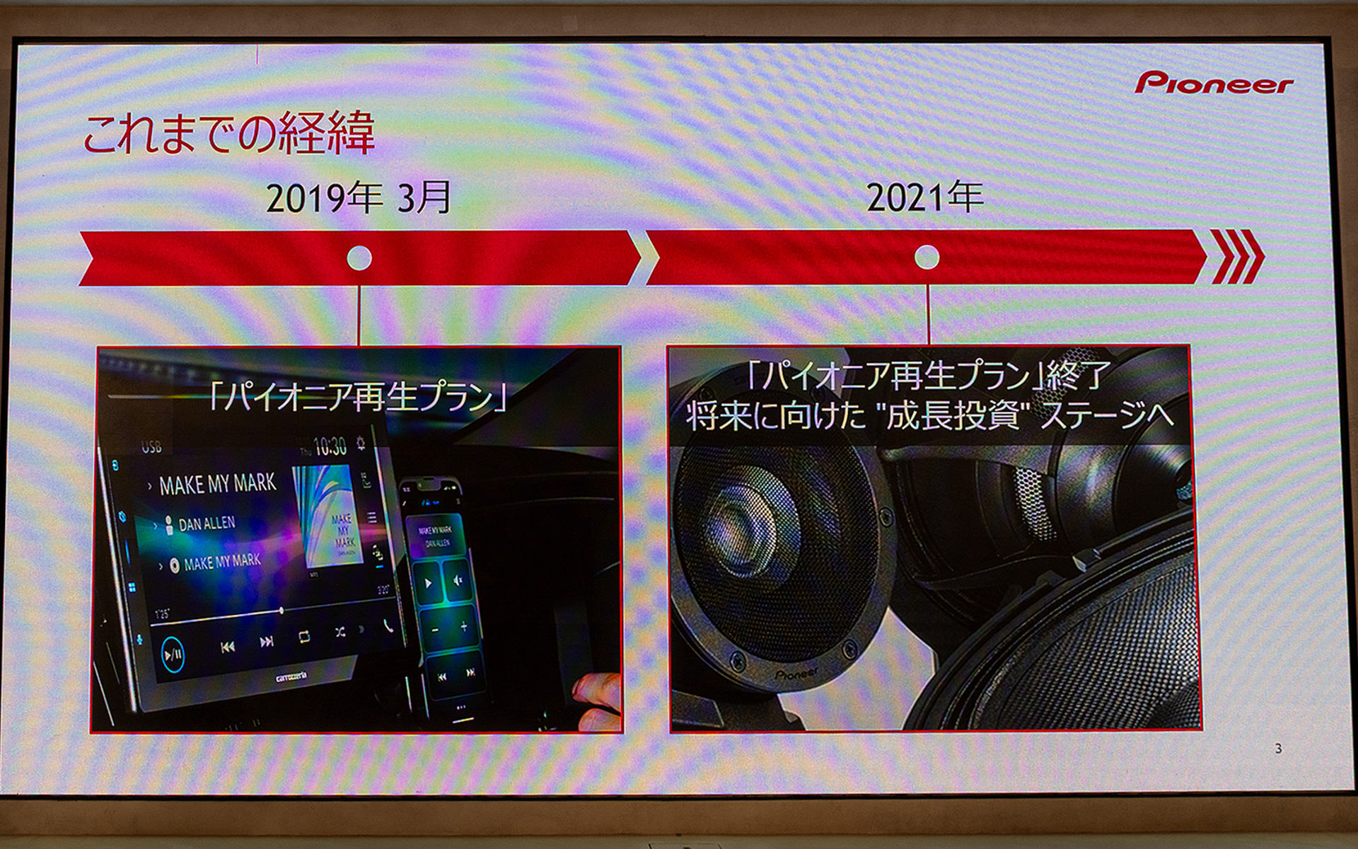 パイオニアは2019年から再生プランを開始し、2021年に終了。ここから成長投資のステージへと入った