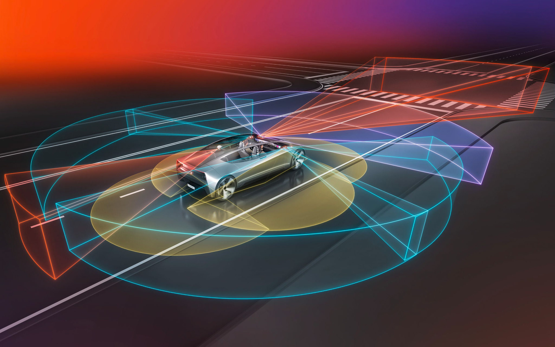 さまざまな視野と範囲を備えた統合型車載カメラが周囲の状況を正確に検出する
