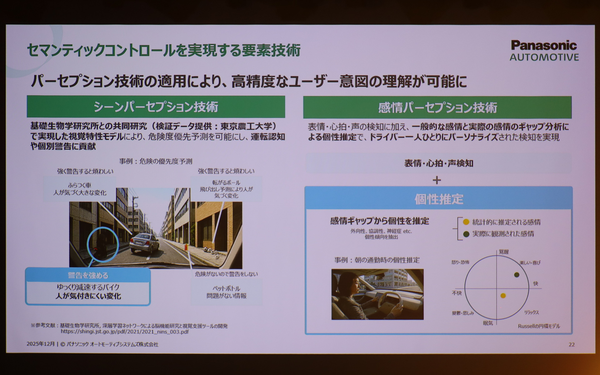 モビリティUX事業の目指す姿とコア技術を説明するスライド