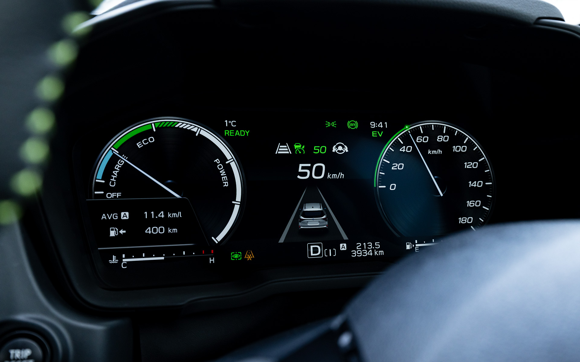 シャーベット状の雪が残っていても、アスファルトが見える状況であればアイサイトは安定した挙動をみせた