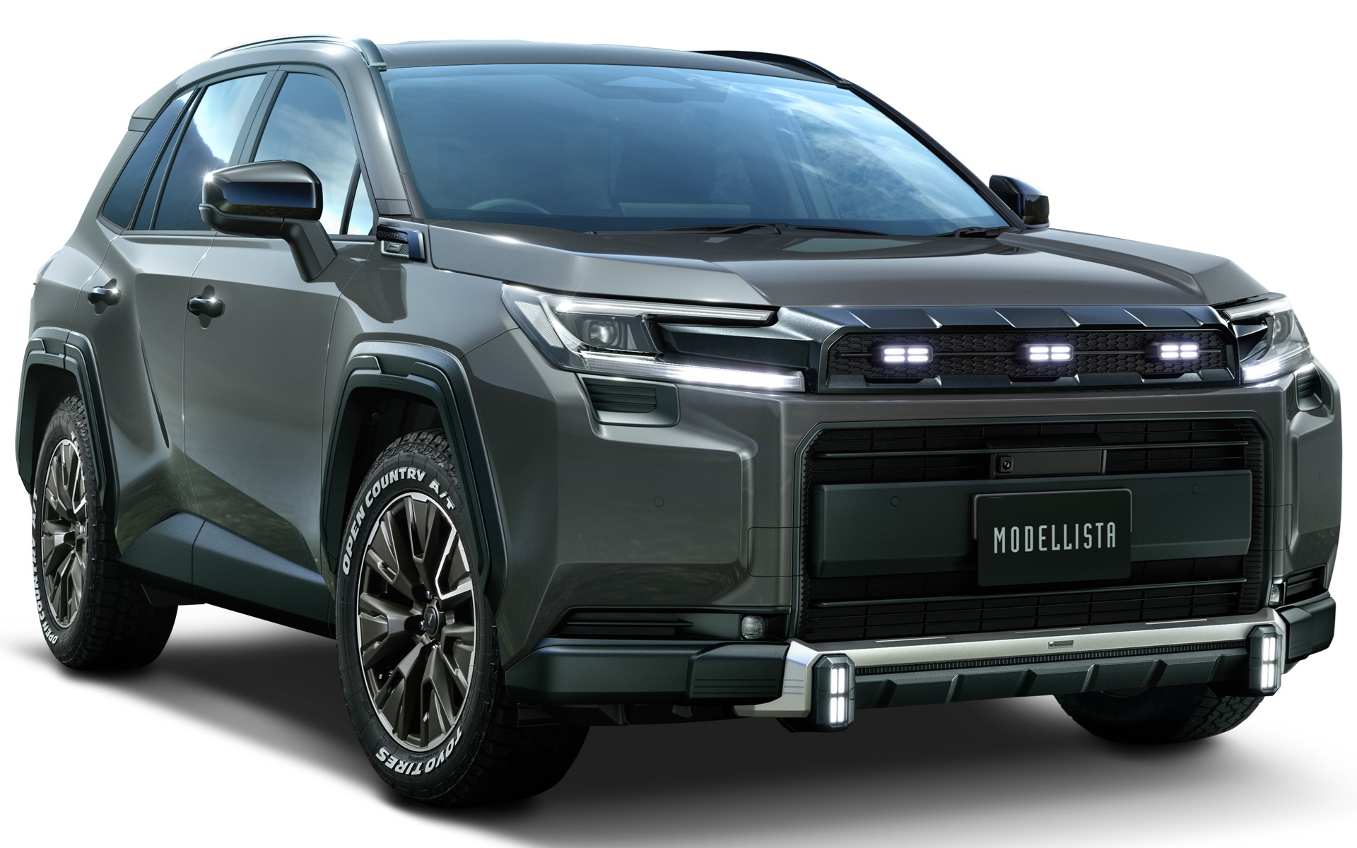 「フロントバンパーガーニッシュ（LED付き）」と「リアバンパーガーニッシュ」の2つをまとめた「MODELLISTAボディパーツセット（LED付き）」装着イメージ。価格は22万円