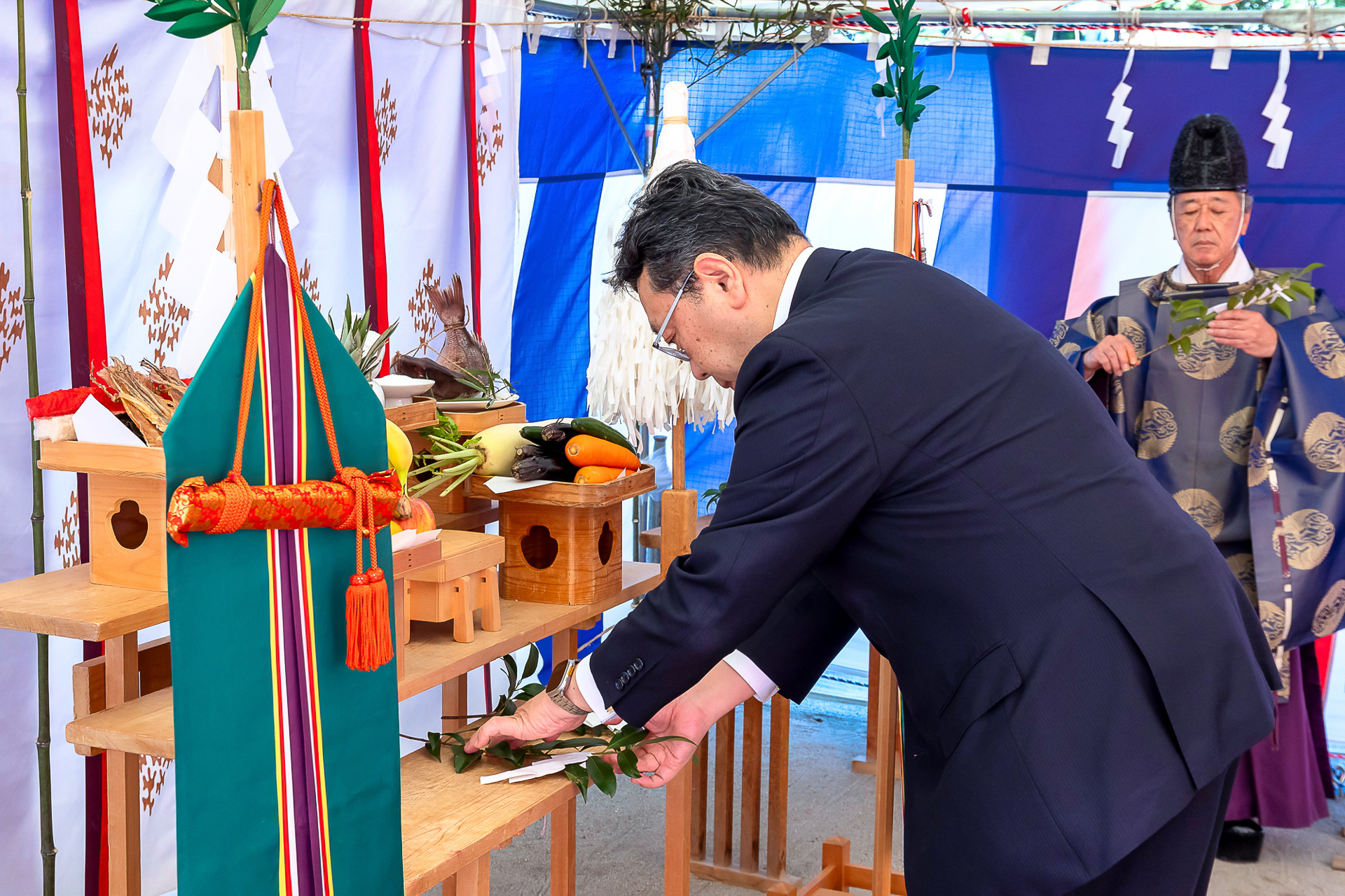 地鎮祭には株式会社小野測器 代表取締役社長の大越祐史氏も出席