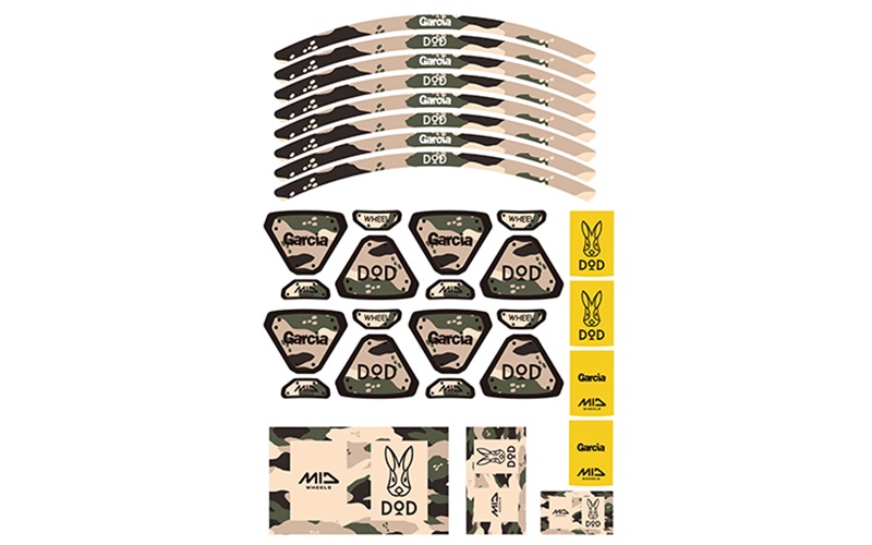 DODとのコラボホイール「ウシャリン」「ウシャリントバリ」には、いずれも「ウサカモ柄」モチーフのオリジナルステッカーが付属し、自分好みにカスタムできる