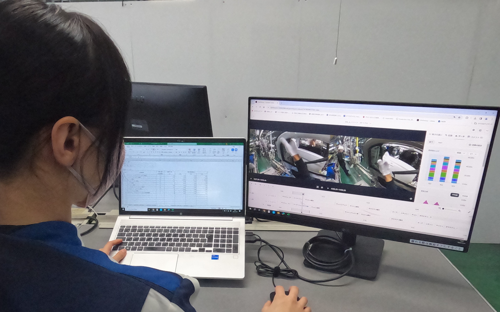 作業分析AI「オロファクトリー」による作業チェックの様子