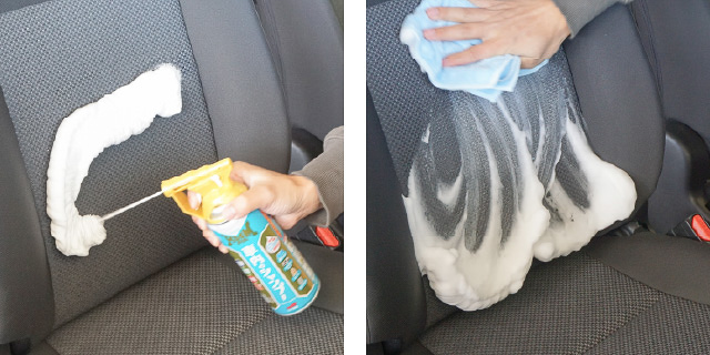 新開発の「高密度モチモチ泡」が水性・油性両方の汚れを包み込み、スプレーしてタオルで拭き上げるだけの簡単作業で洗浄が完了