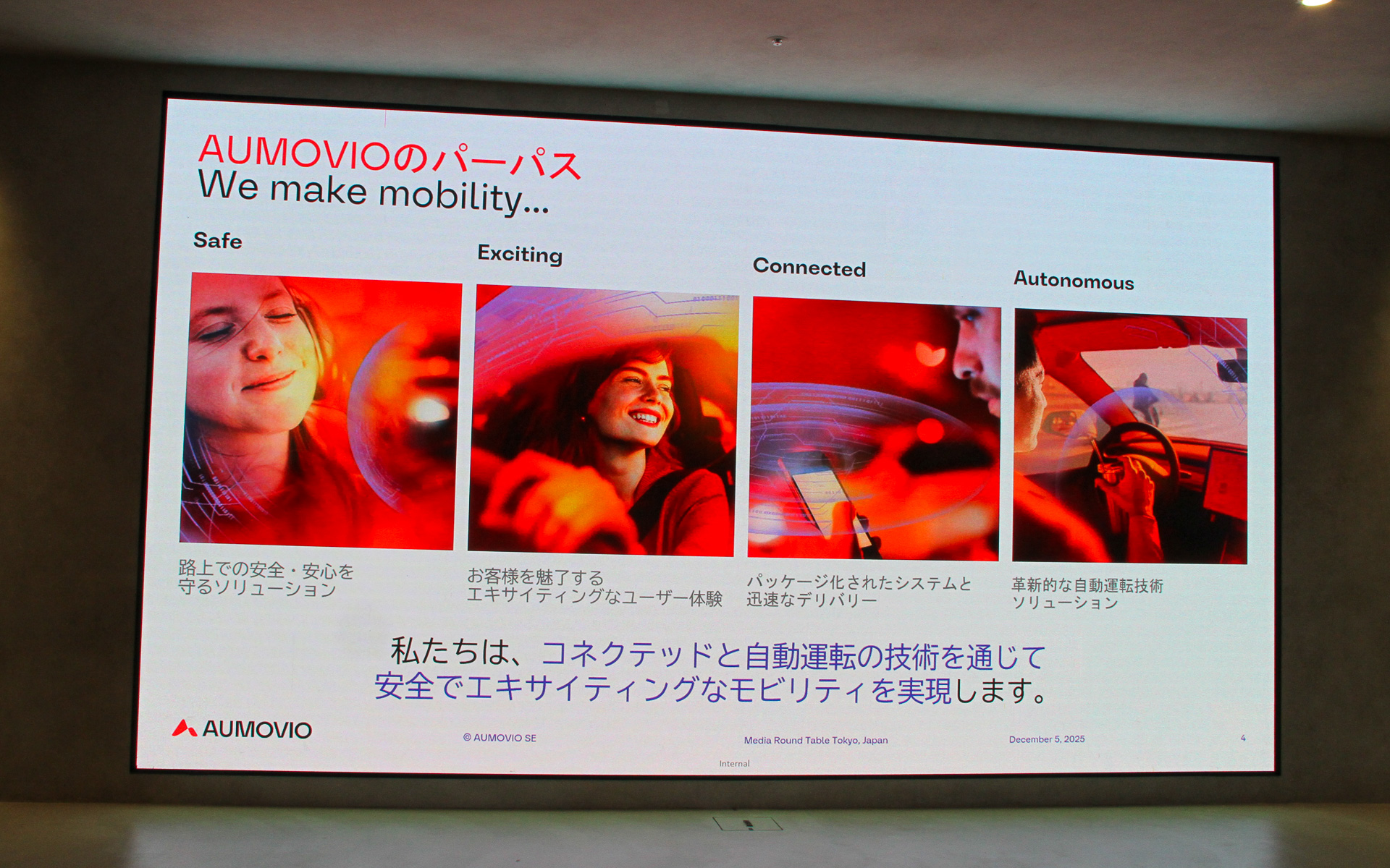 安全性、エキサイティングな体験、シームレスな接続性、知的な自律性を重視