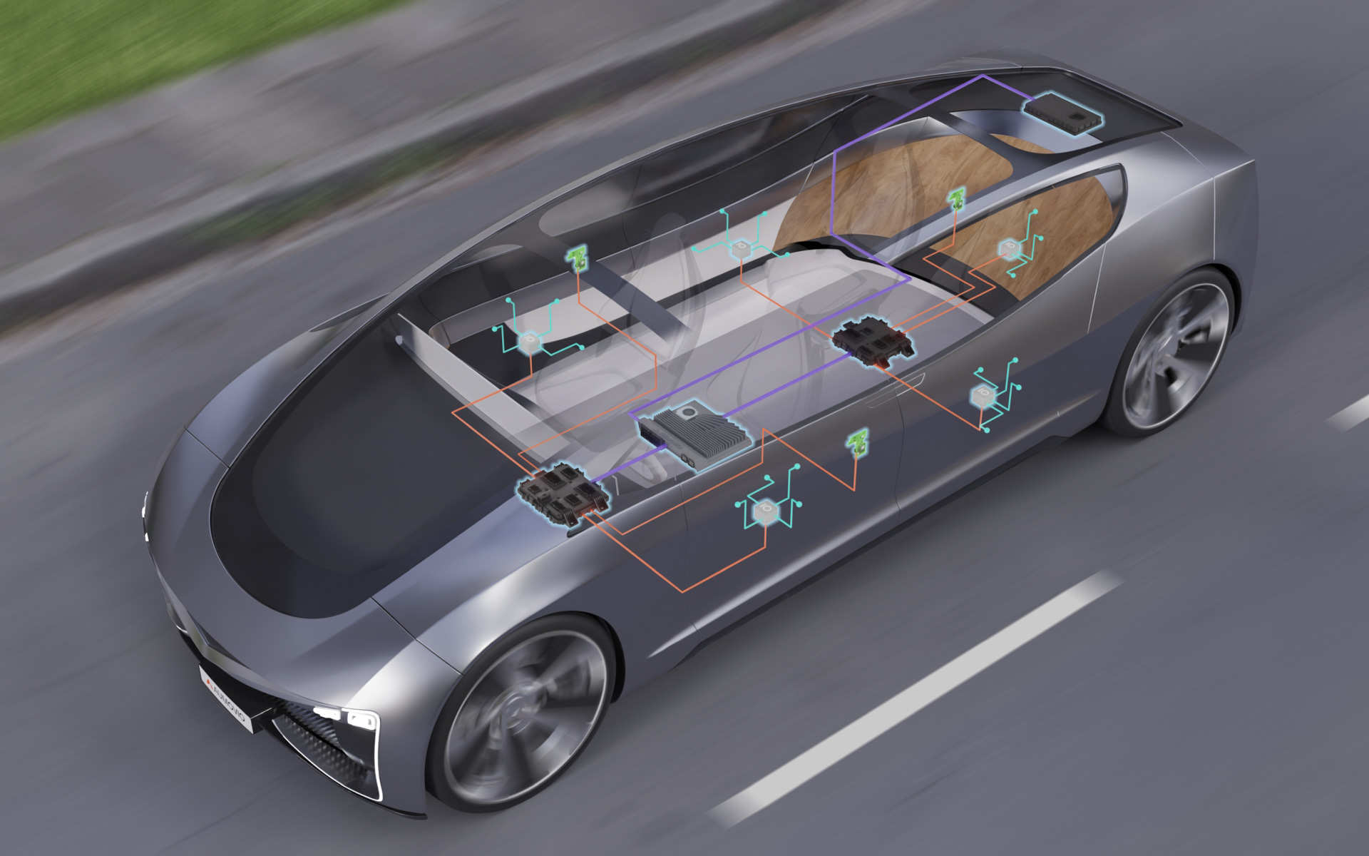 HPC（ハイパフォーマンスコンピュータ）、ゾーンコントロールユニット、各種センサーやアクチュエータ、さらに入出力（I/O）ボックスやスマートアクチュエータECUをラインアップするAUMOVIOのSDVアーキテクチャ