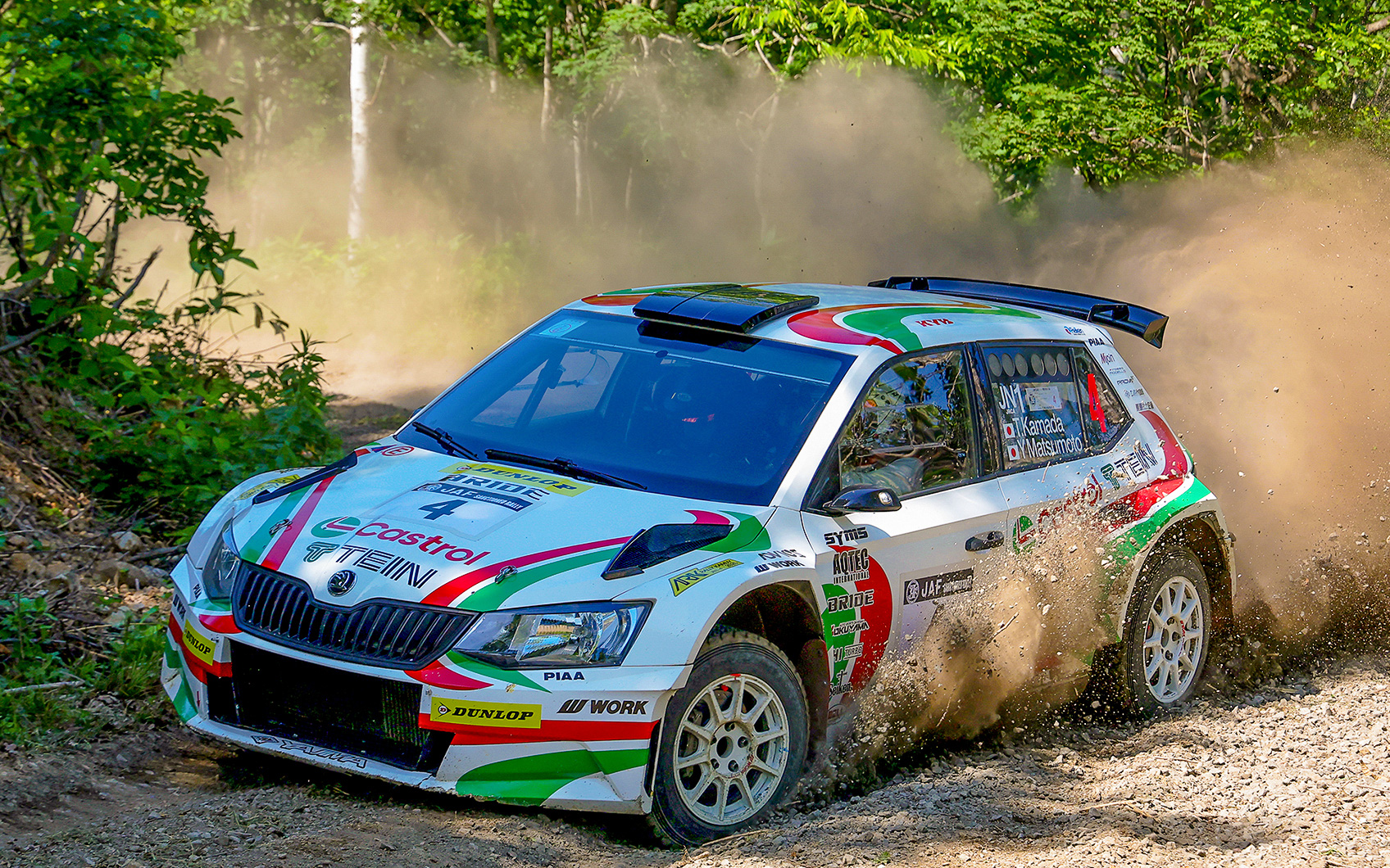 2025年の全日本ラリー選手権で活躍したカストロールカラーのシュコダ「FABIA R5」