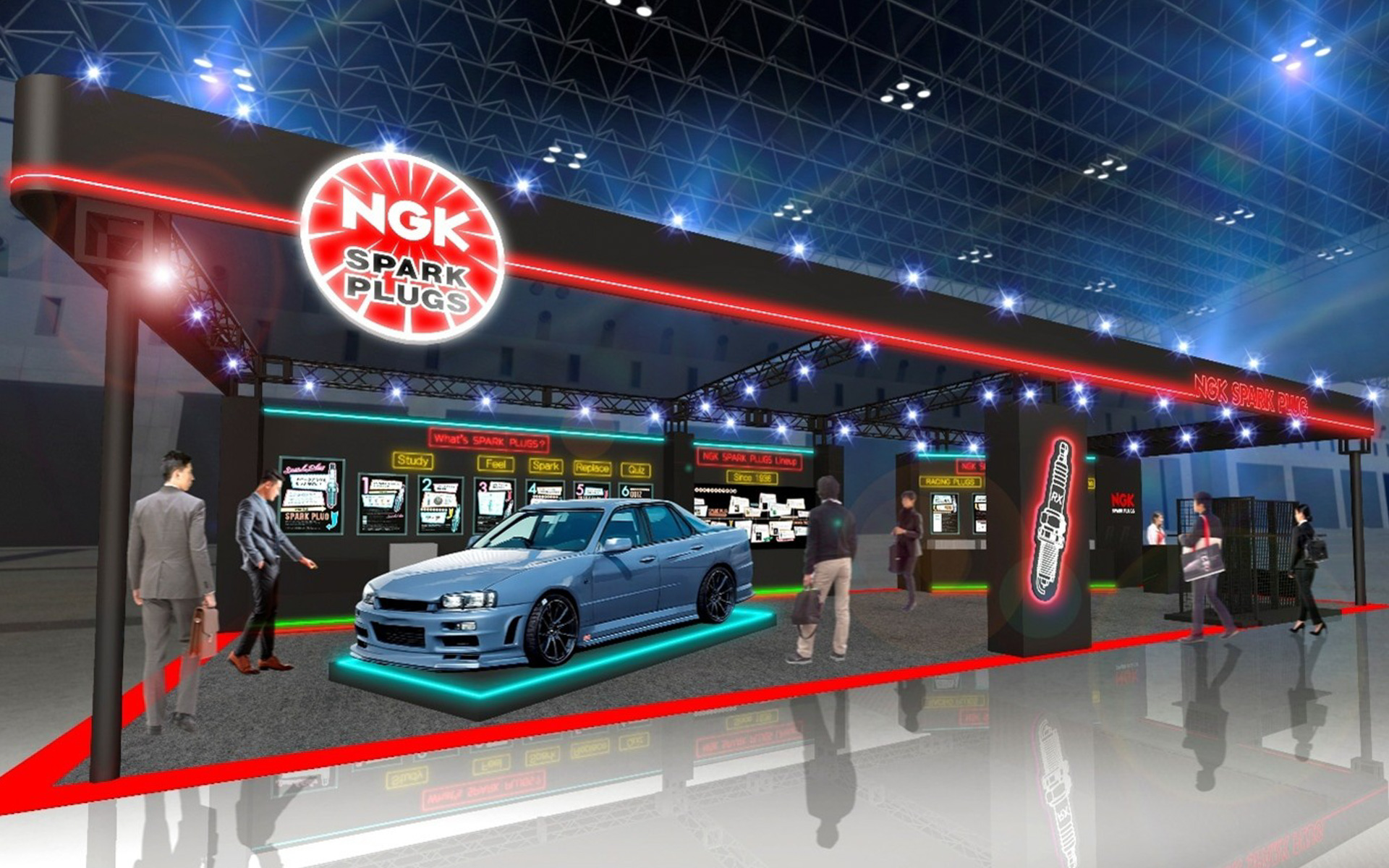 「プラグ交換体験」が用意されるNGKスパークプラグブース
