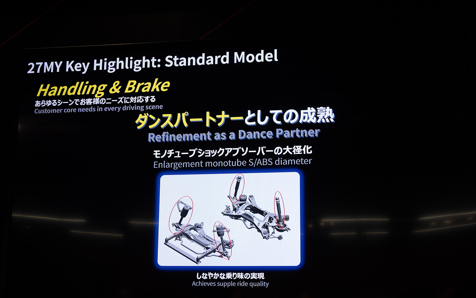 RZ34にはモノチューブ式のショックアブソーバーが使用されている。マイナーチェンジではピストン径を40→45φに変更