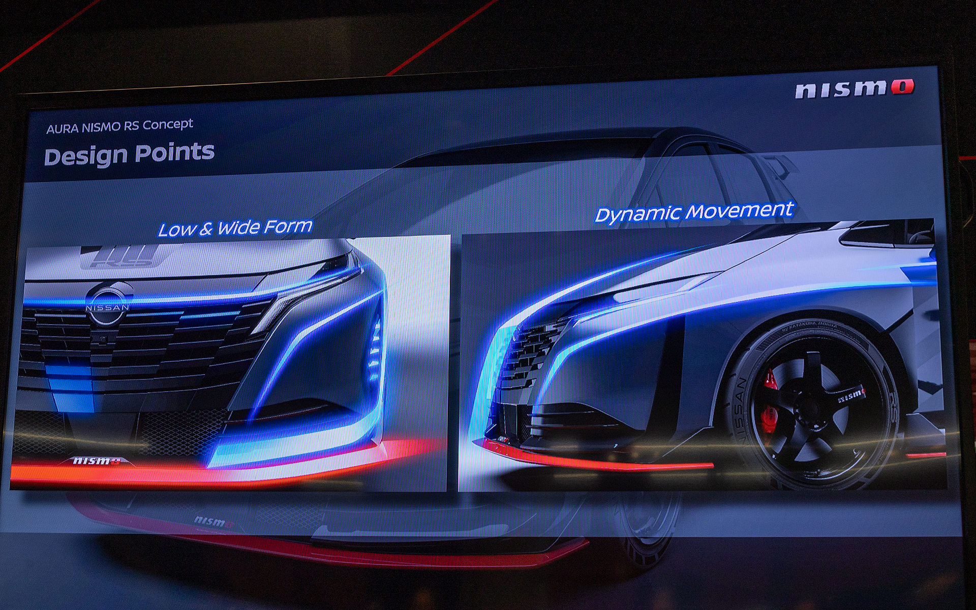 前方に伸びたスプリッターはシンボルである赤いラインが入れられている。これによりボディ下面に流れ込もうとする空気をサイドへ整流する