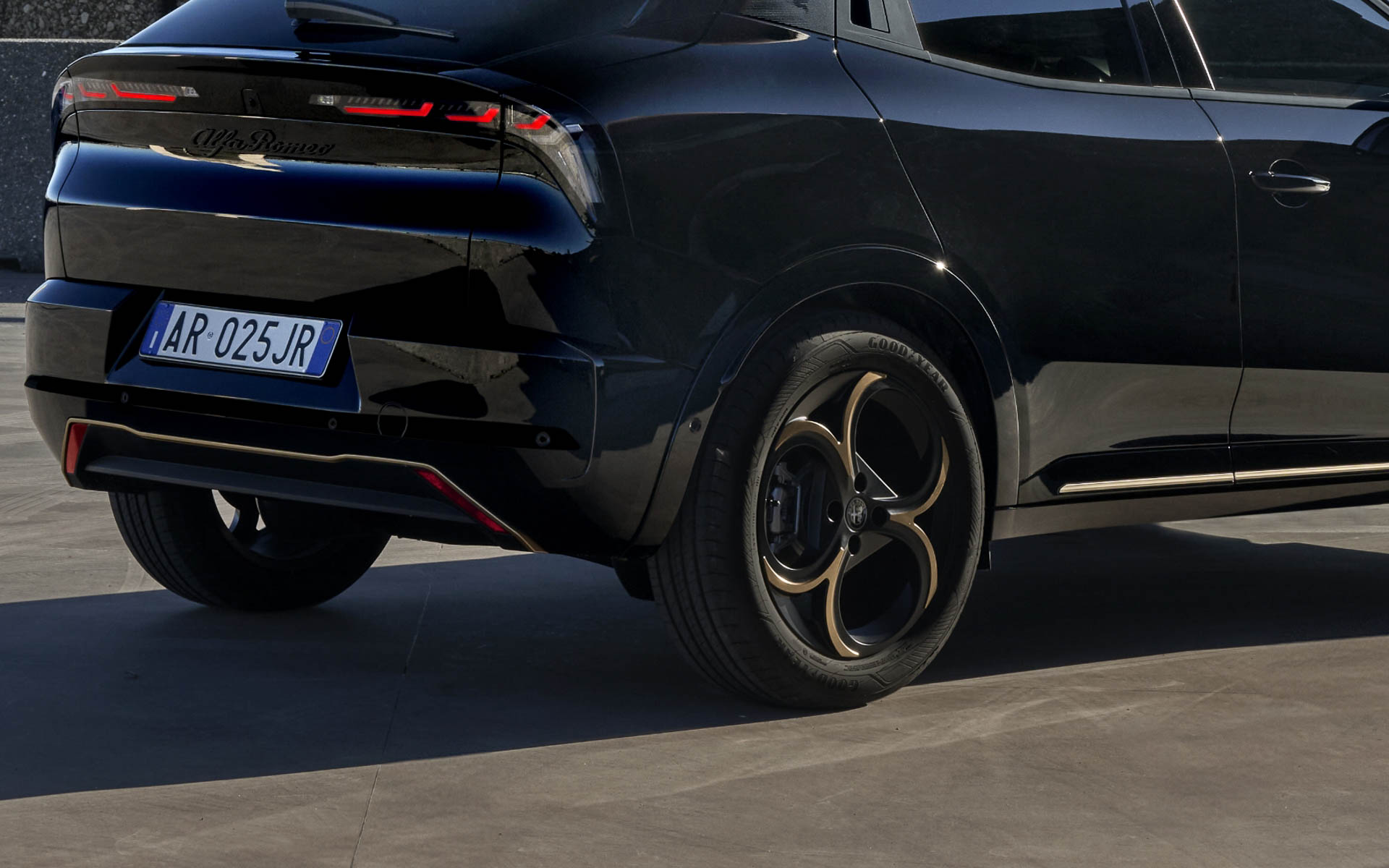 エクステリアはグロスブラックを基調にゴールドのアクセントを組み合わせる