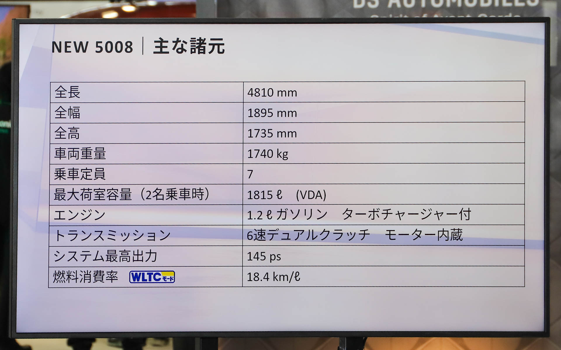 新型5008の主な諸元