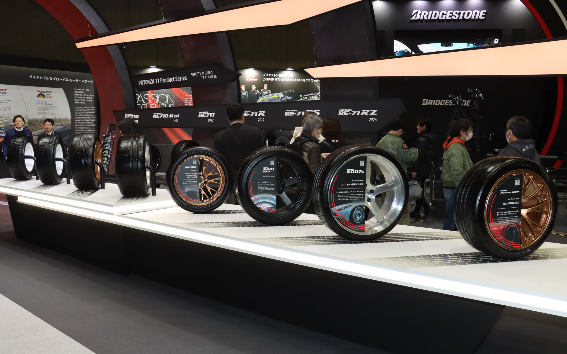 スポーツタイヤのラインアップ展示