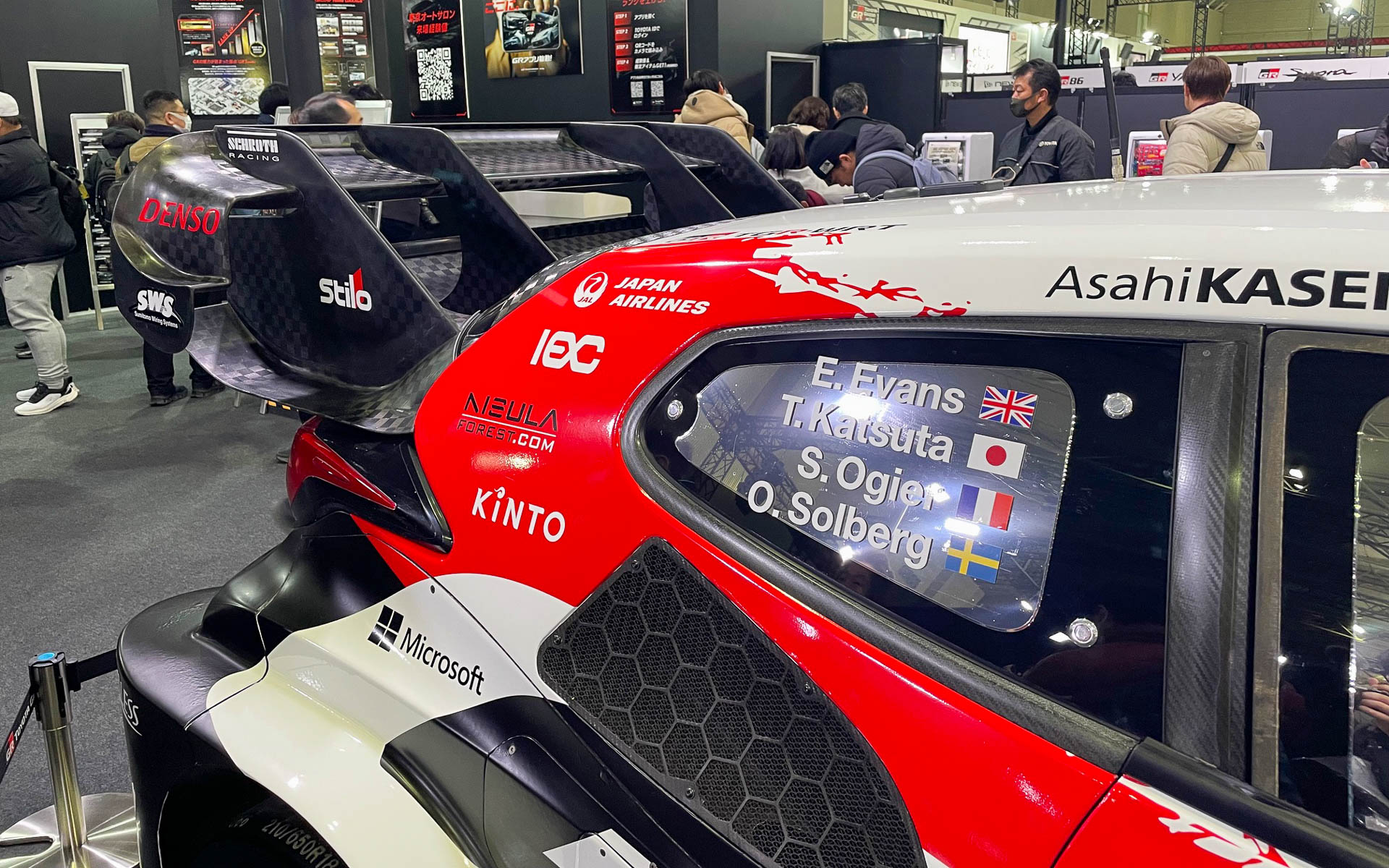 ヤリスラリー1の今年のWRC仕様。リアウィングの形状が変わった。空力はラリー1では大きな力を発揮する