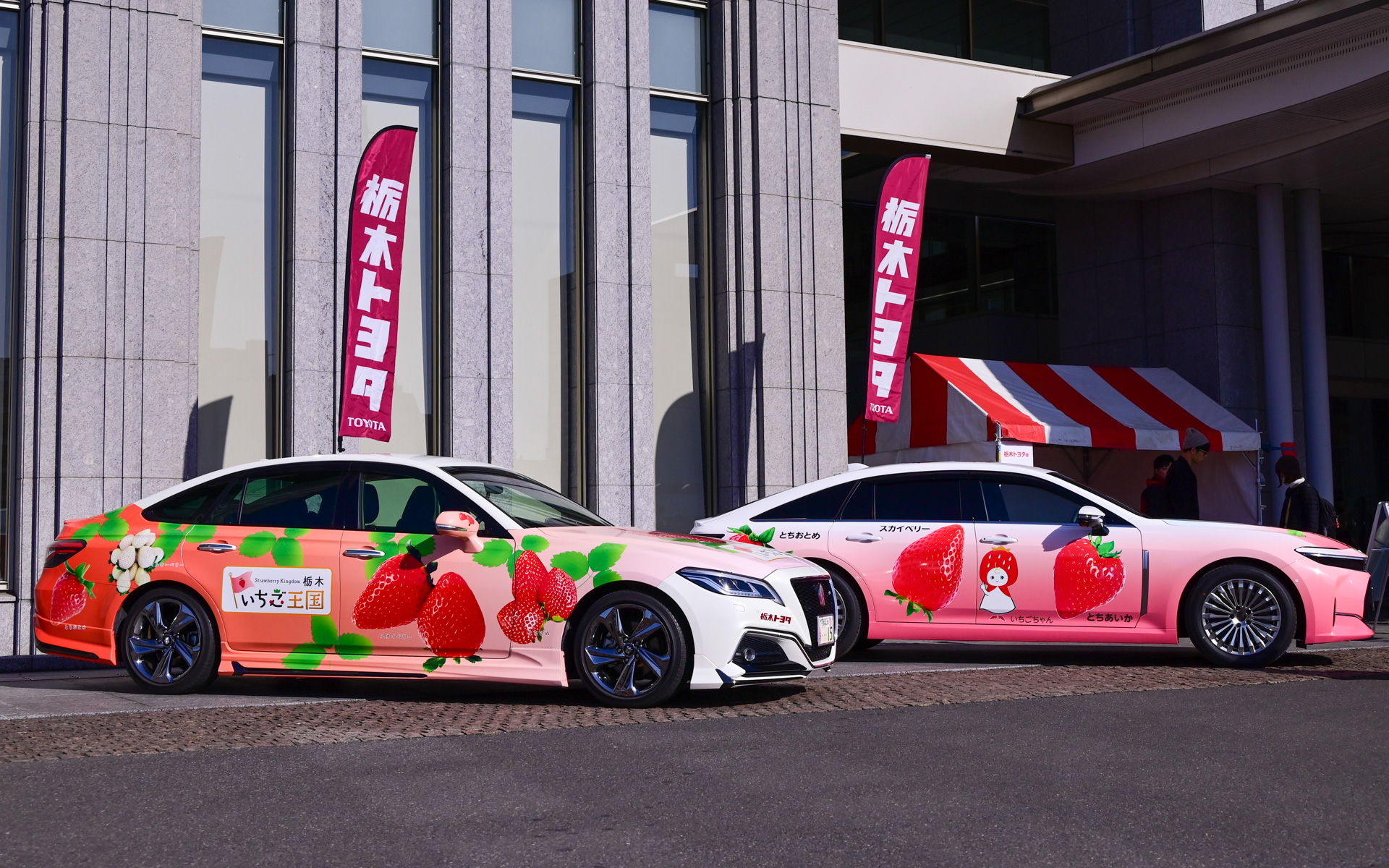 新旧いちごクラウンを並べて展示