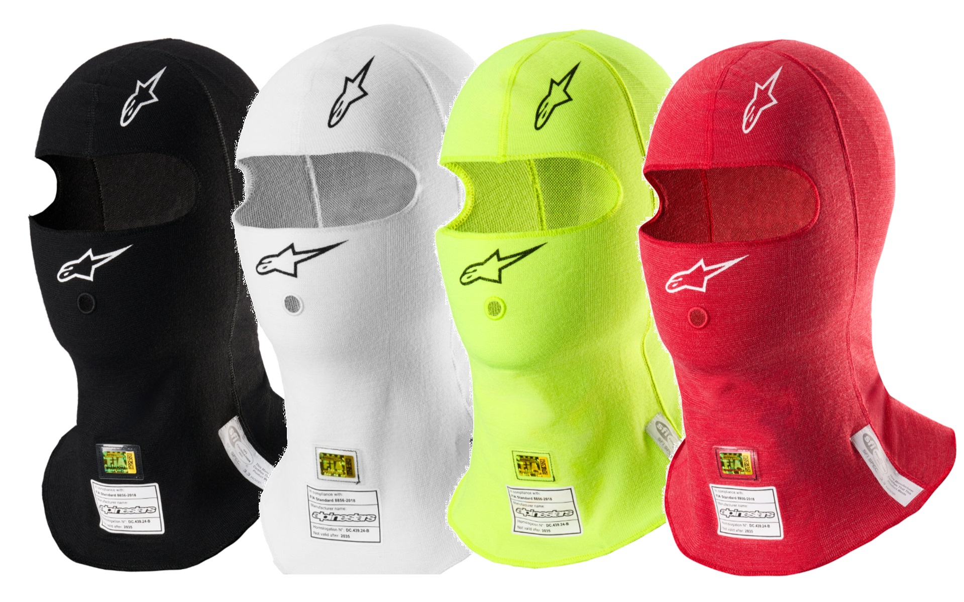 新製品「ZX EVO V3 BALACLAVA FIA/SFI」設定カラーはBLACK、WHITE、FLUO YELLOW、REDの4色