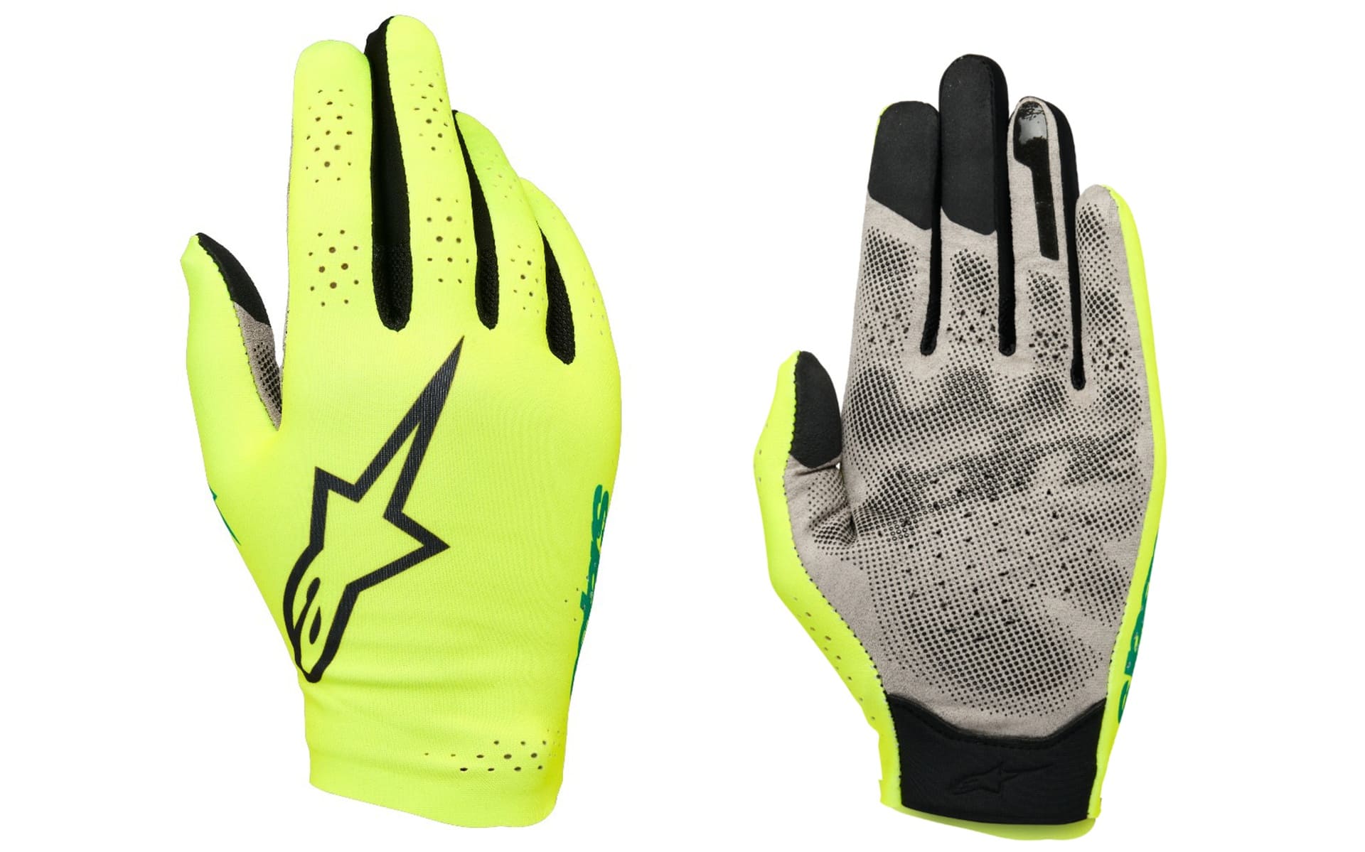 「SIM GLOVES GRAPHIC 1」カラーは「SAFETY YELLOW BLACK TURQUOISE」