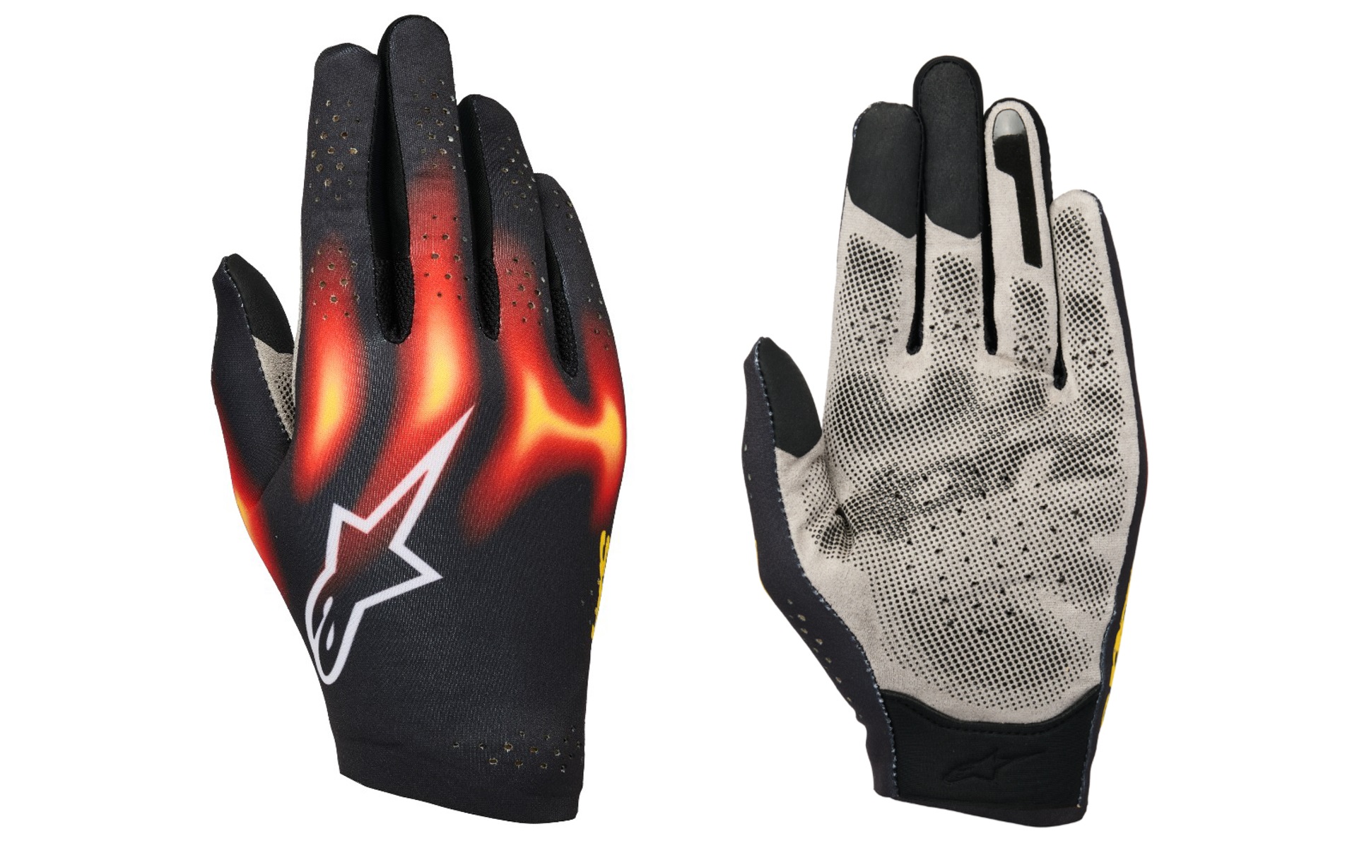 「SIM GLOVES GRAPHIC 3」カラーはBLACK BRIGHT RED WARM YELLOW